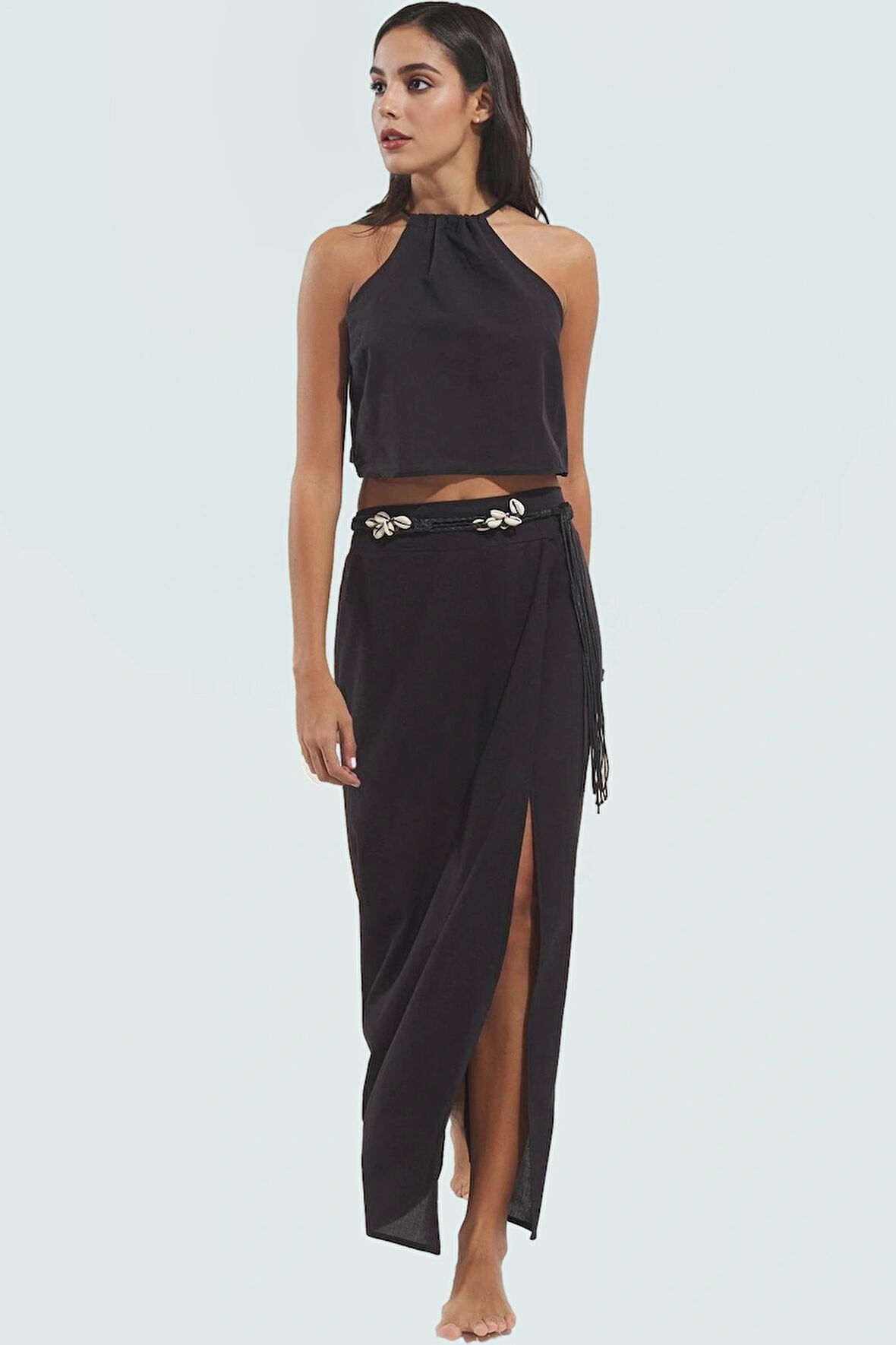 Rahat ve Şık Kadın Bluz Etek Takımı Viskoz Kumaş Yazlık Çok Trend Tasarım