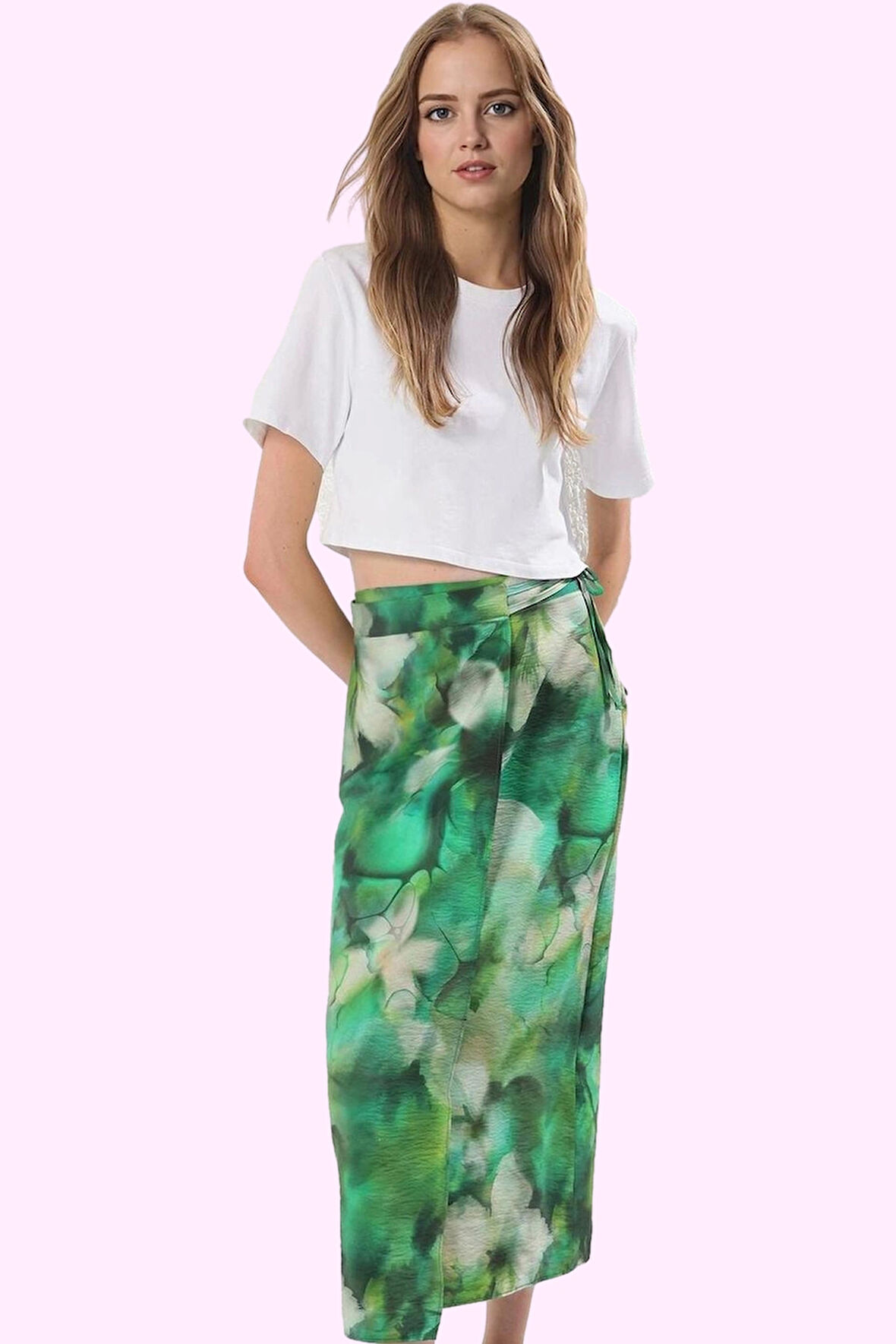 Kadın Sarong Siluet Midi Etek Yırtmaçlı Anvelop Batik Desenli Yazlık Yaz Aylarının Vazgeçilmezi