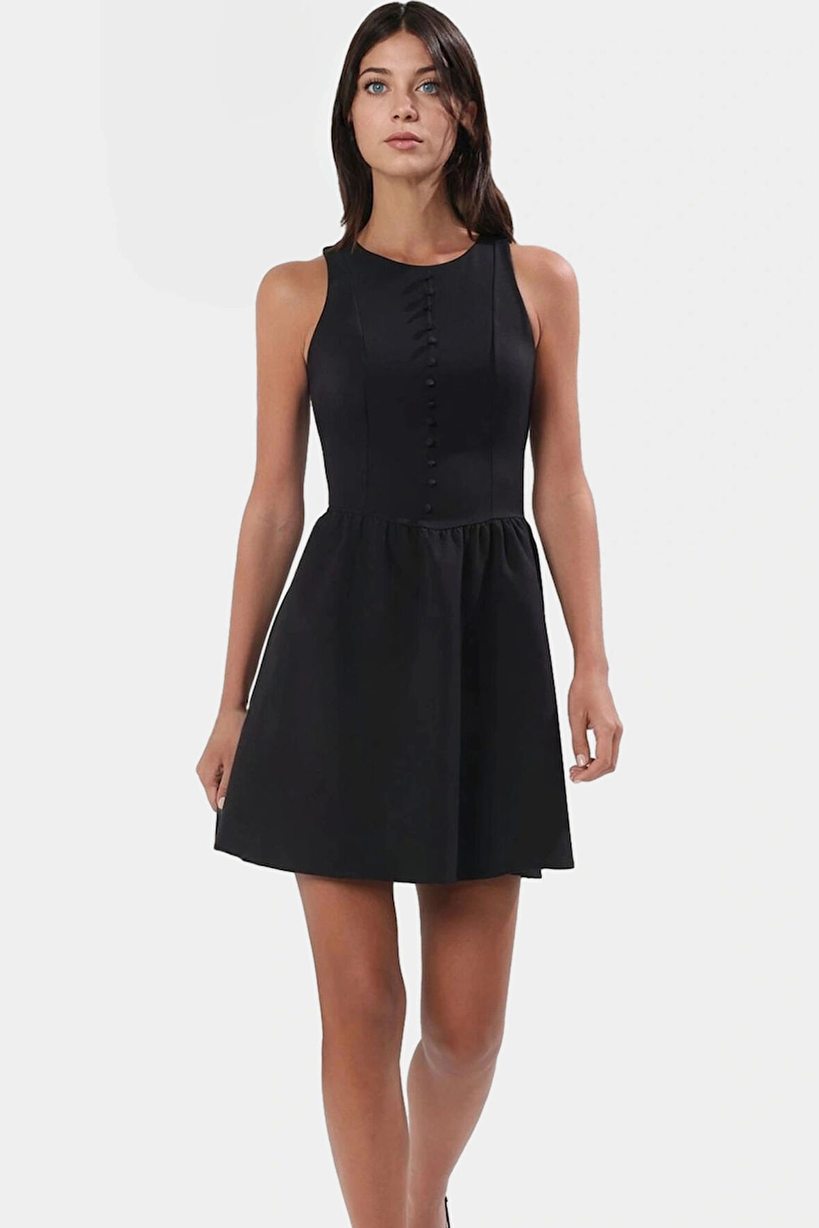 Feminen Mini Elbise 88% Polyester 12% Elastan Finike Dokuma Yazlık Zarifane Tasarım