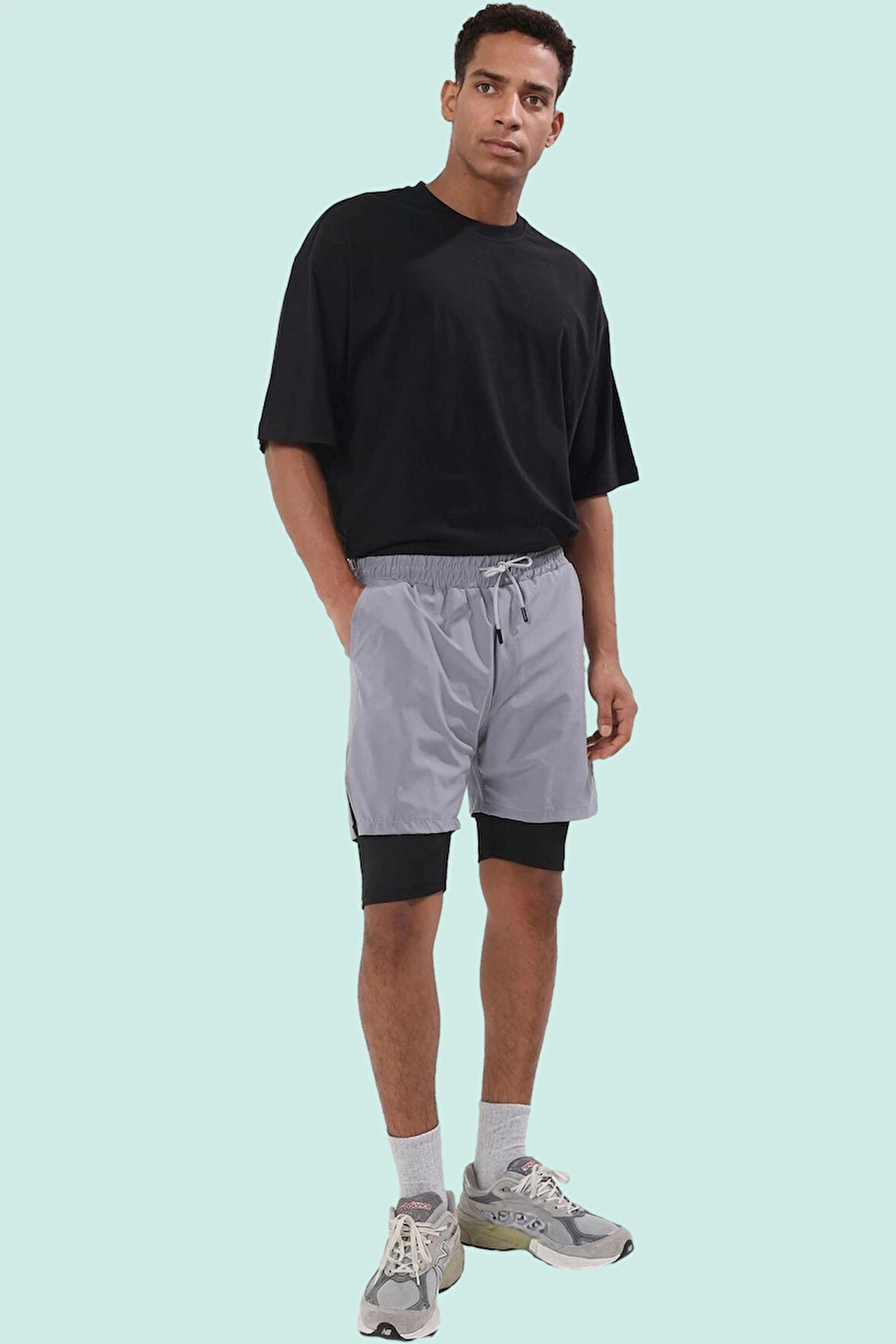 Erkek Polyester Micro Dokuma Şort Normal Bel Kısa Boy Straight Siluet Günlük Kullanım İçin Rahat