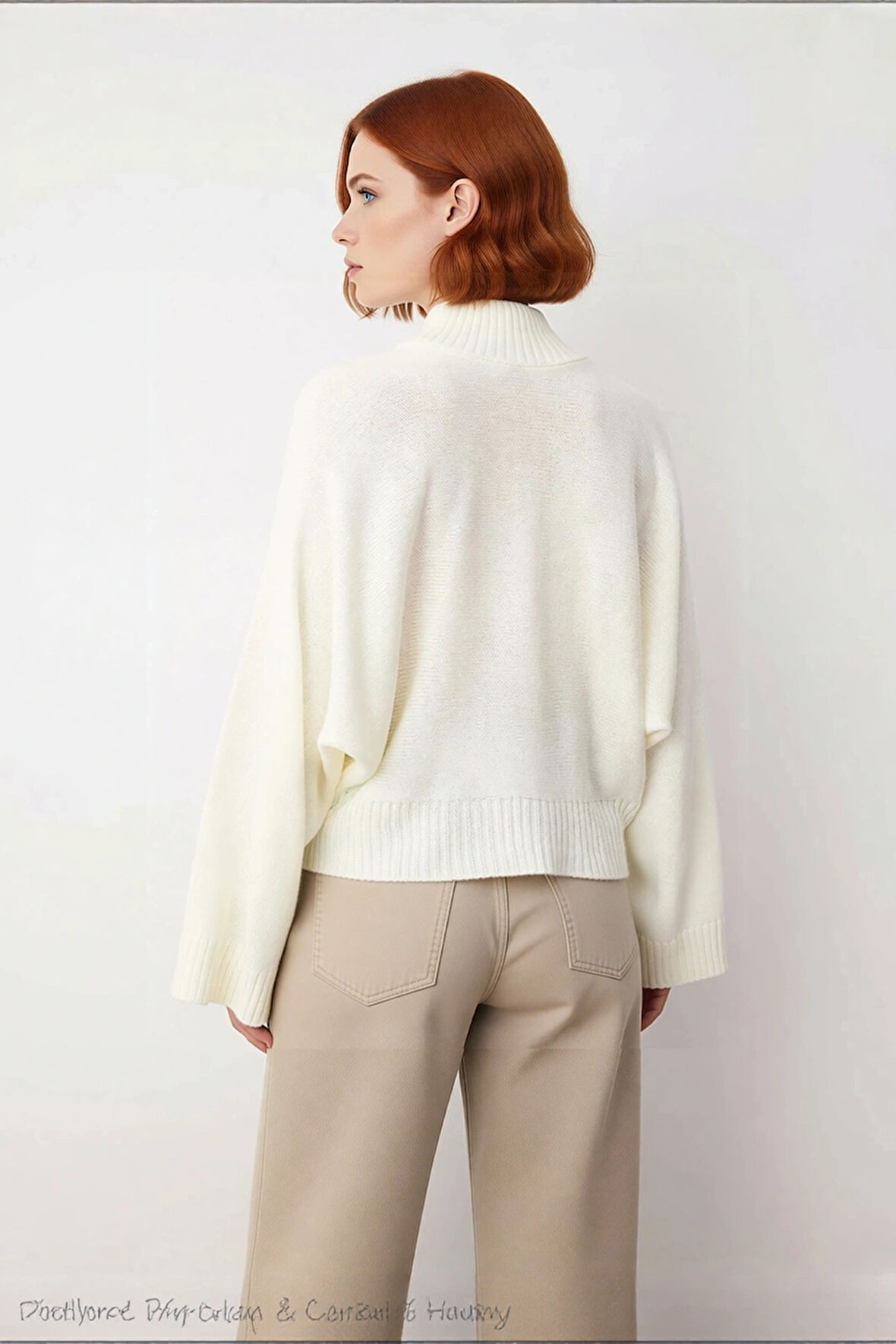 Kadın Basic Siluet Oversize Dik Yaka İspanyol Kol Akrilik Triko Kazak Konforlu Ve Modern Kaliteli