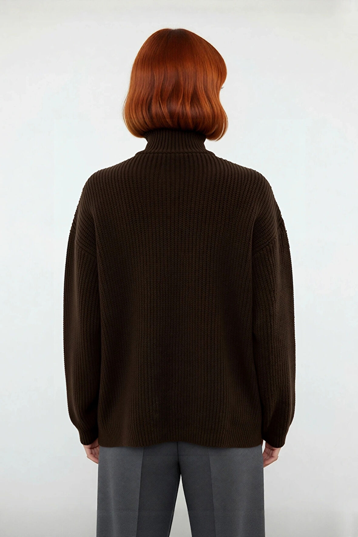 Kadın Orta Kalınlık Düşük Kol Selanik Dokuma Regular Kesim Uzun Triko Kazak Günlük Kullanıma Uygun