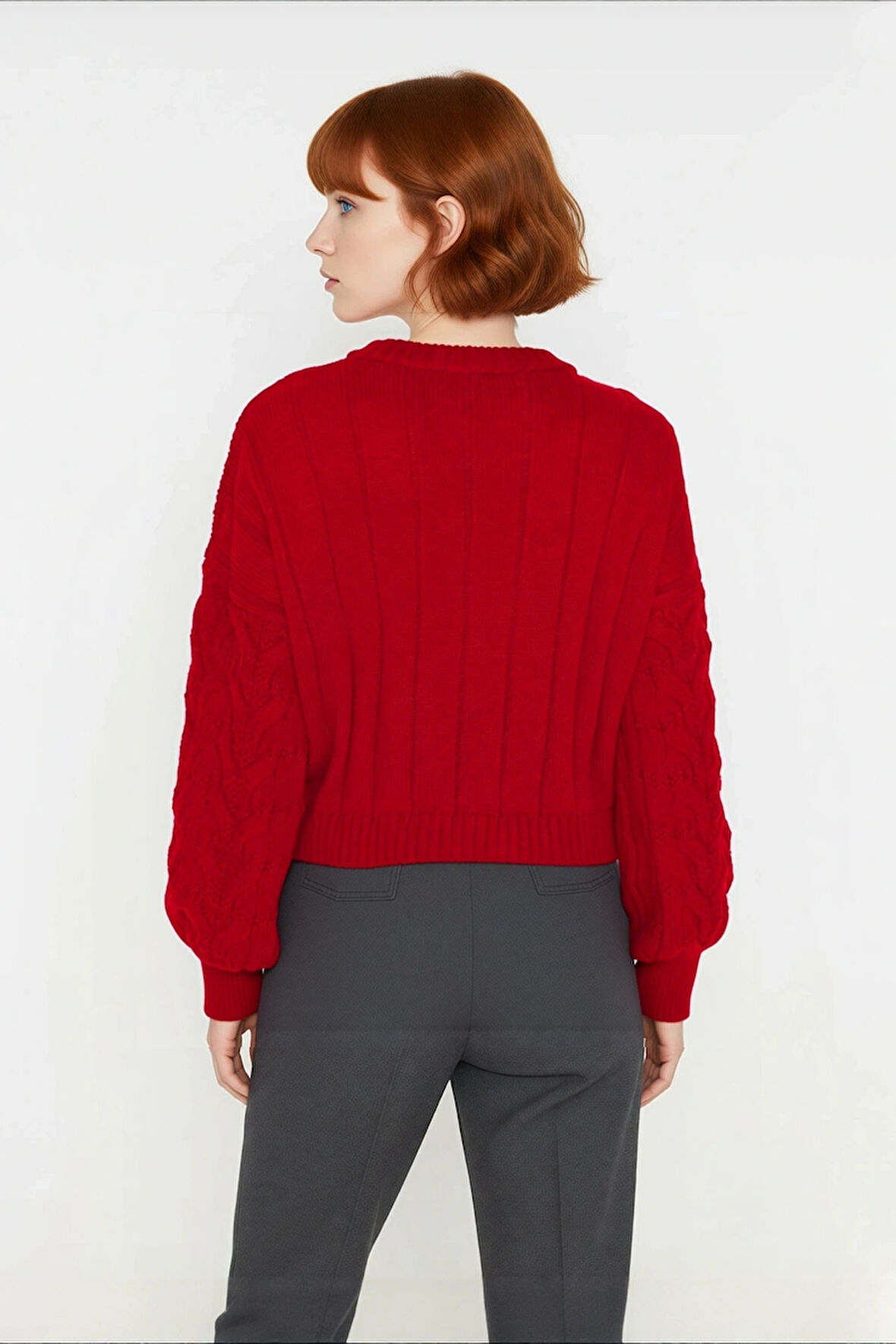 Kadın Basic Oversize Saç Örgü Dik Yaka Crop Triko Kazak Soğuk Havalar İçin Modern Stil Kaliteli