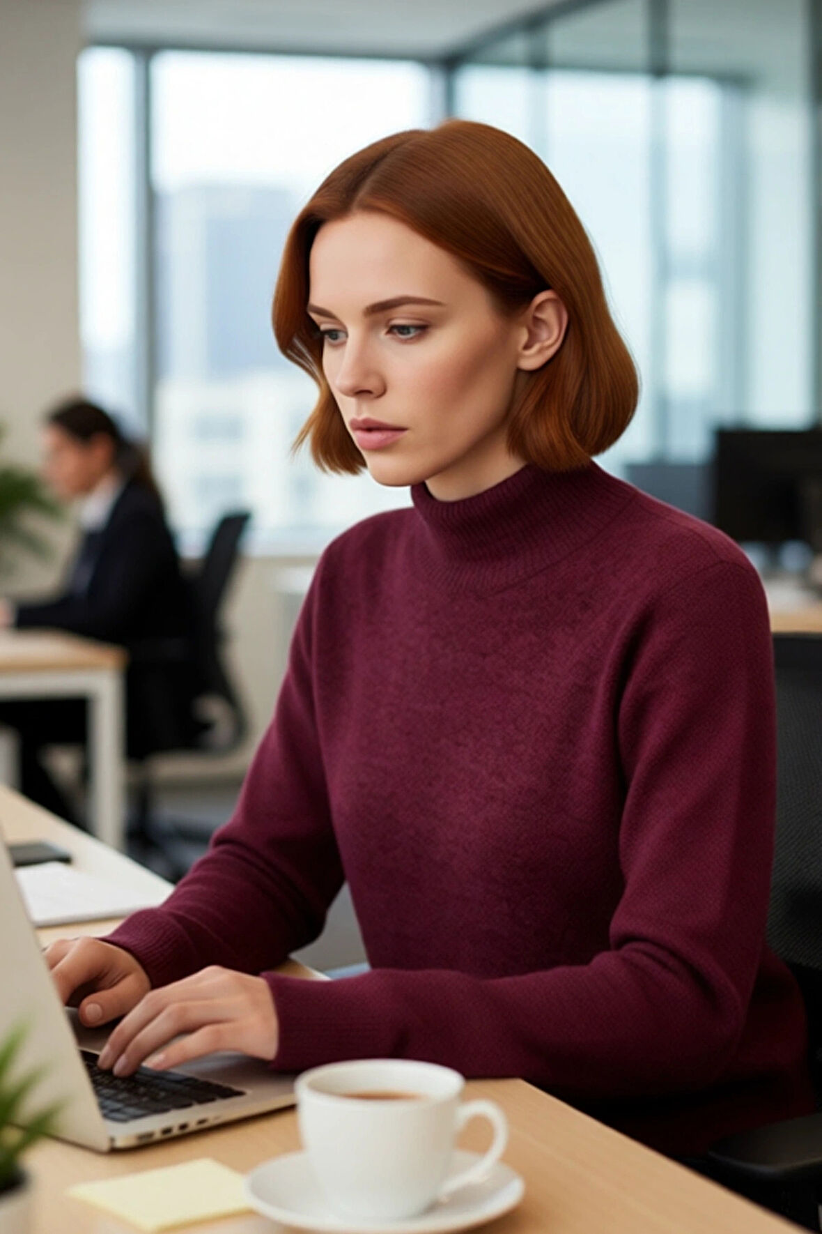 Kadın Cool Comfort Oversize Dik Yaka Triko Kazak Basic Rahat Kışlık Bordo Günlük Şıklığı Tamamlar