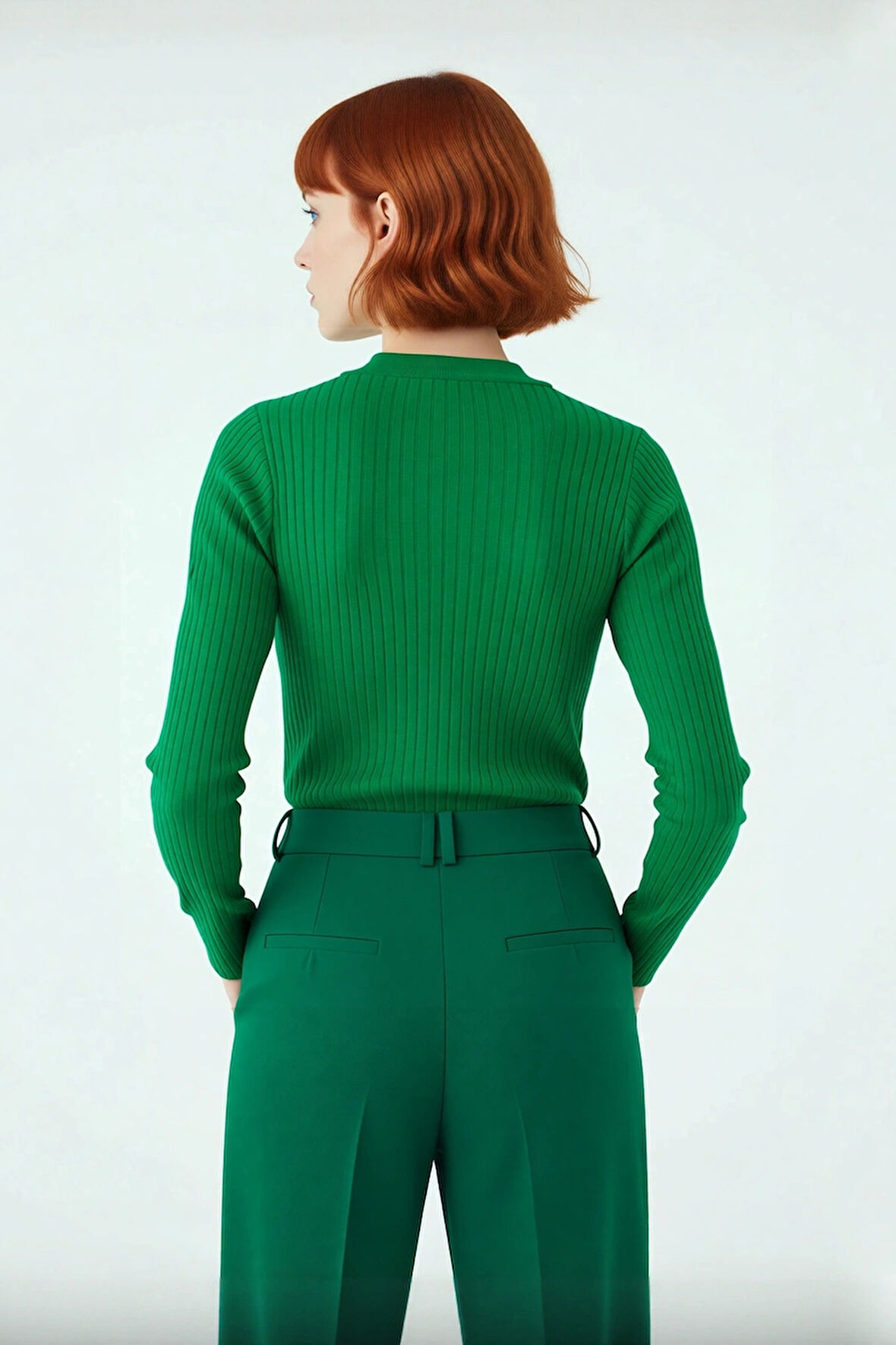 Kadınlar İçin Uzun Kollu Regular Fitilli Triko Kazak Polo Yaka Detaylı Kışlık Şık Görünüm Kaliteli