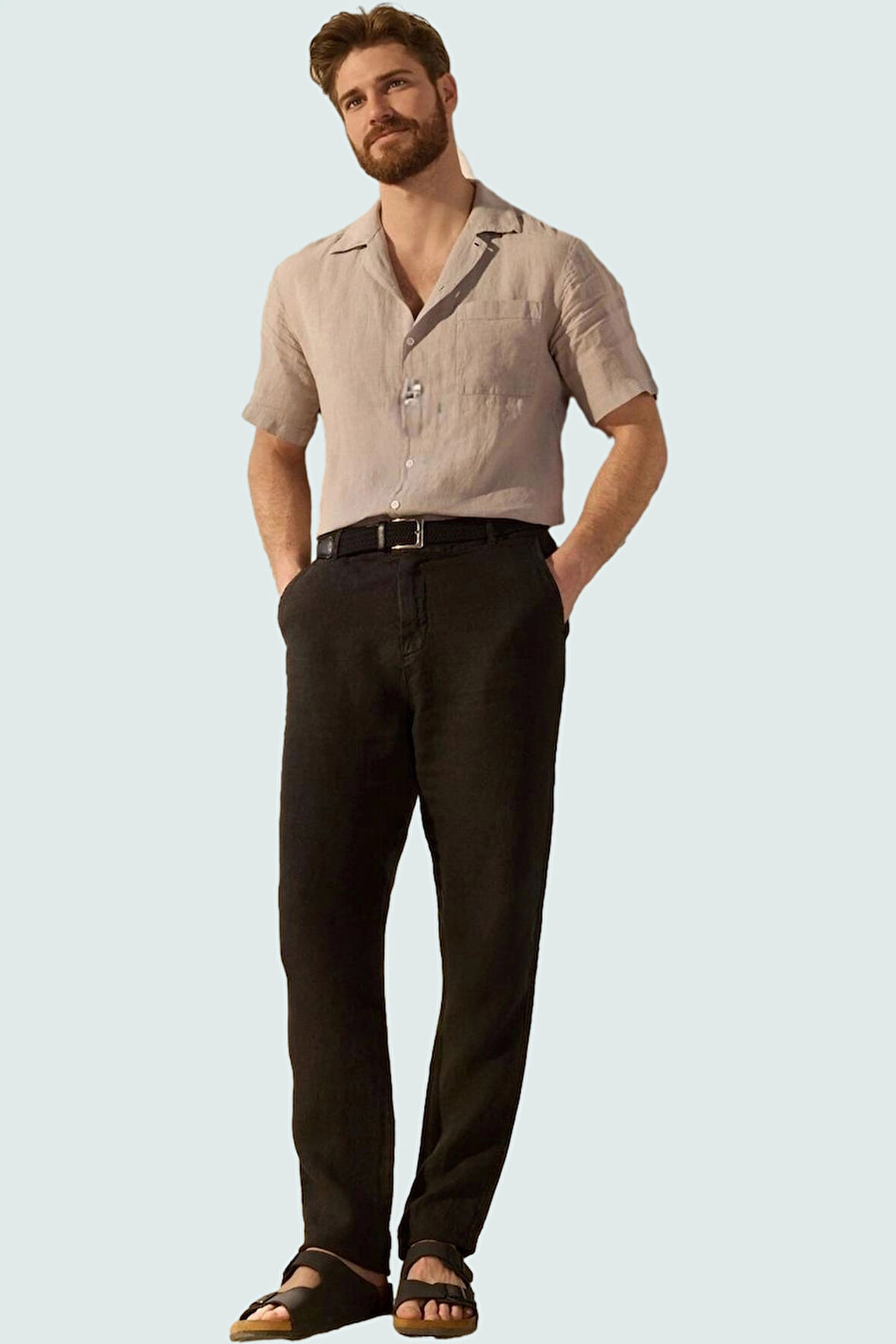 Erkek Uzun Boy Keten Dokuma Pantolon Normal Bel Straight Fit Yazlık Yaz Aylarının Vazgeçilmezi