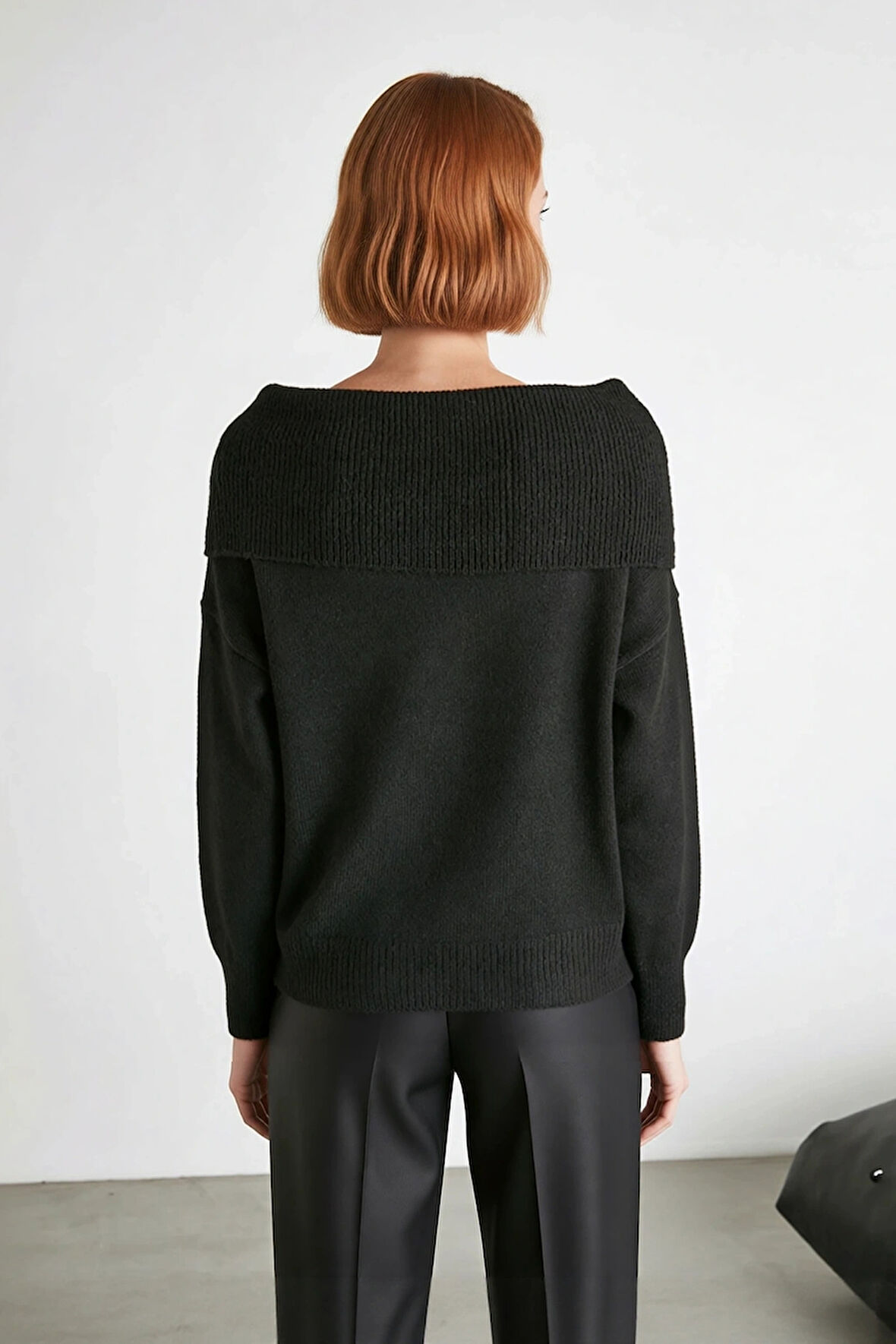 Kadın Triko Kışlık Kazak Regular Kalıp Uzun Kollu Carmen Yaka Günlük ve Şık Kombinler İçin