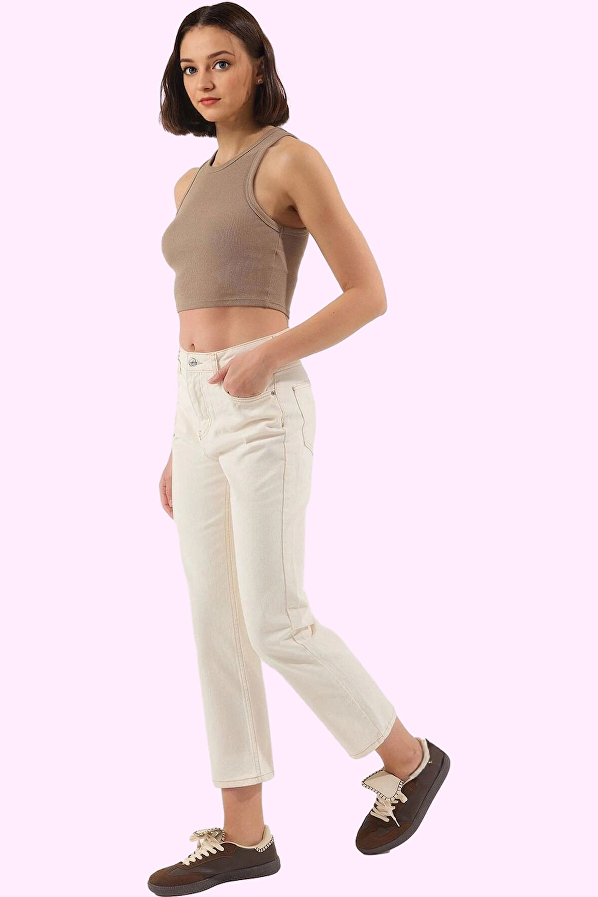 Kadın Pamuk Denim Jean Pantolon; Yüksek Bel Geniş Paça Günlük Stil Yaz Aylarının Vazgeçilmezi