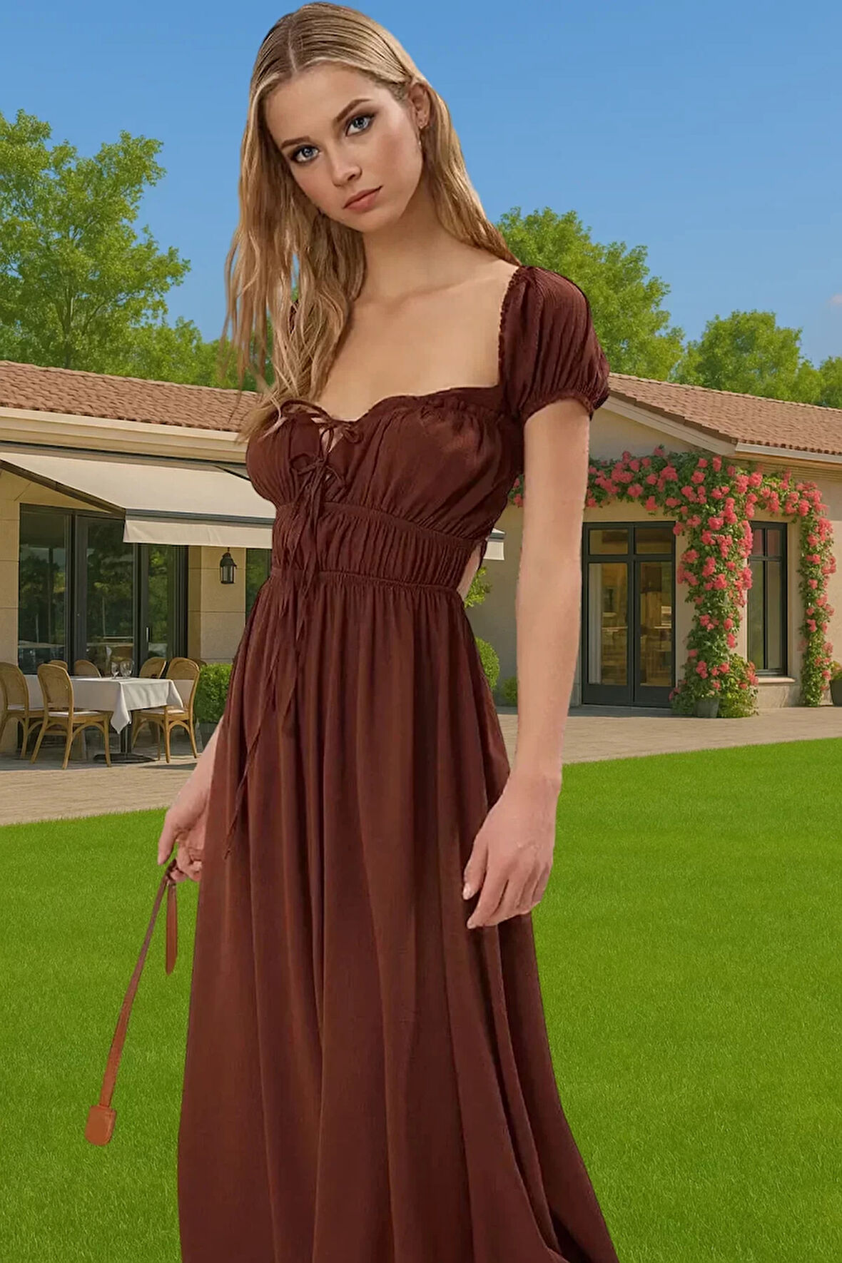 Şık Kadın Yazlık Maxi Elbise Viskoz Polyester Dokuma Rahat Ve Şık Şık Görünüm Kaliteli İşçilik