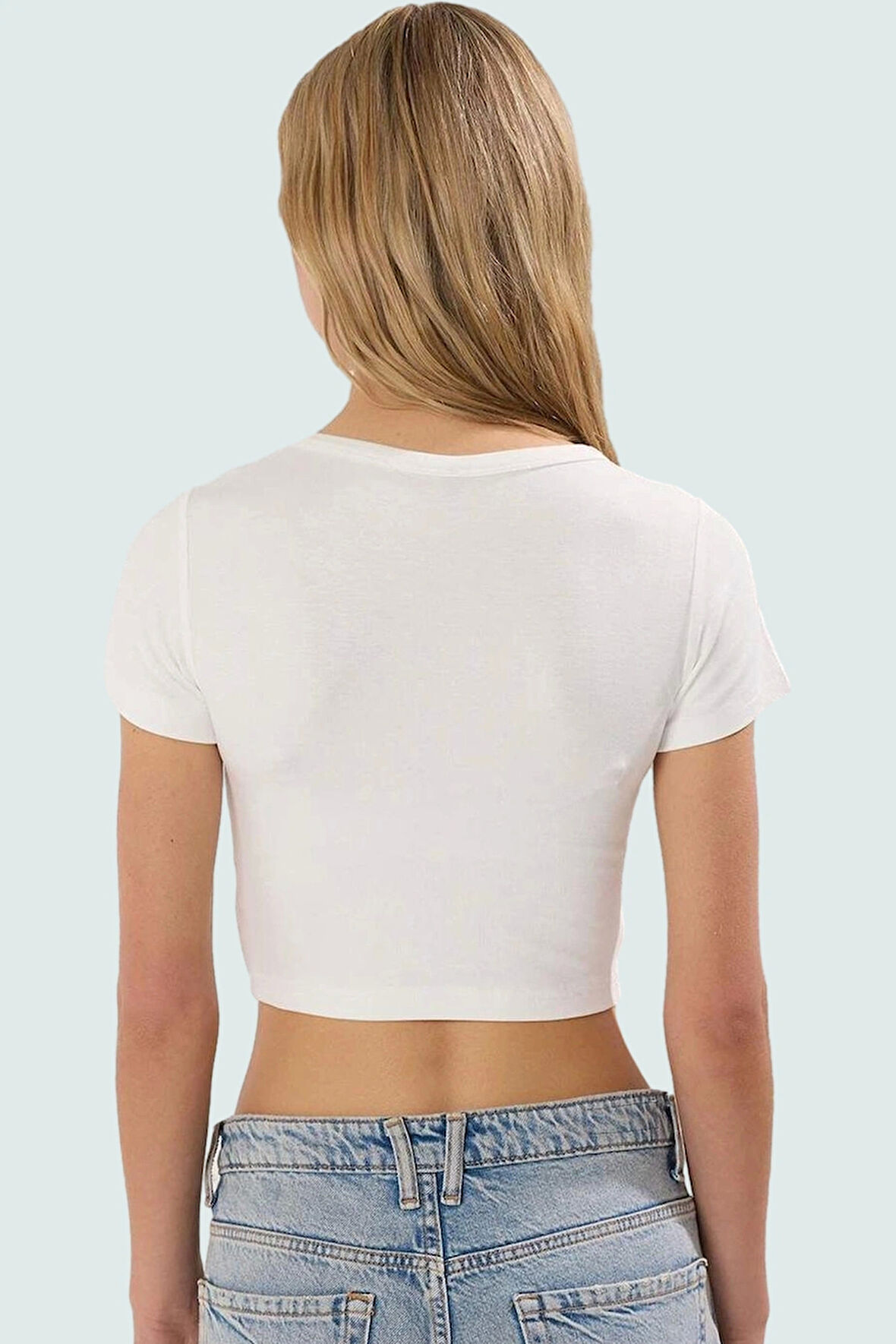 Viskoz Ribana Kumaşlı Rahat Crop Bluz 2li Paket Fitted Kalıp Renk Günlük Kullanım