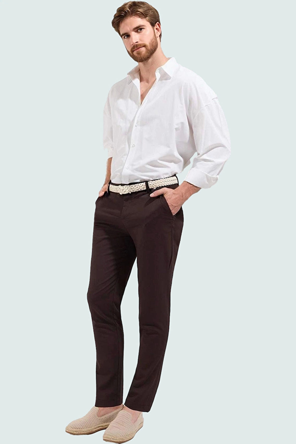 Erkek Regular Chino Pantolon Renk Slim Fit İtalyan Kesim Boru Paça İş Ve Günlük Hafta Sonu