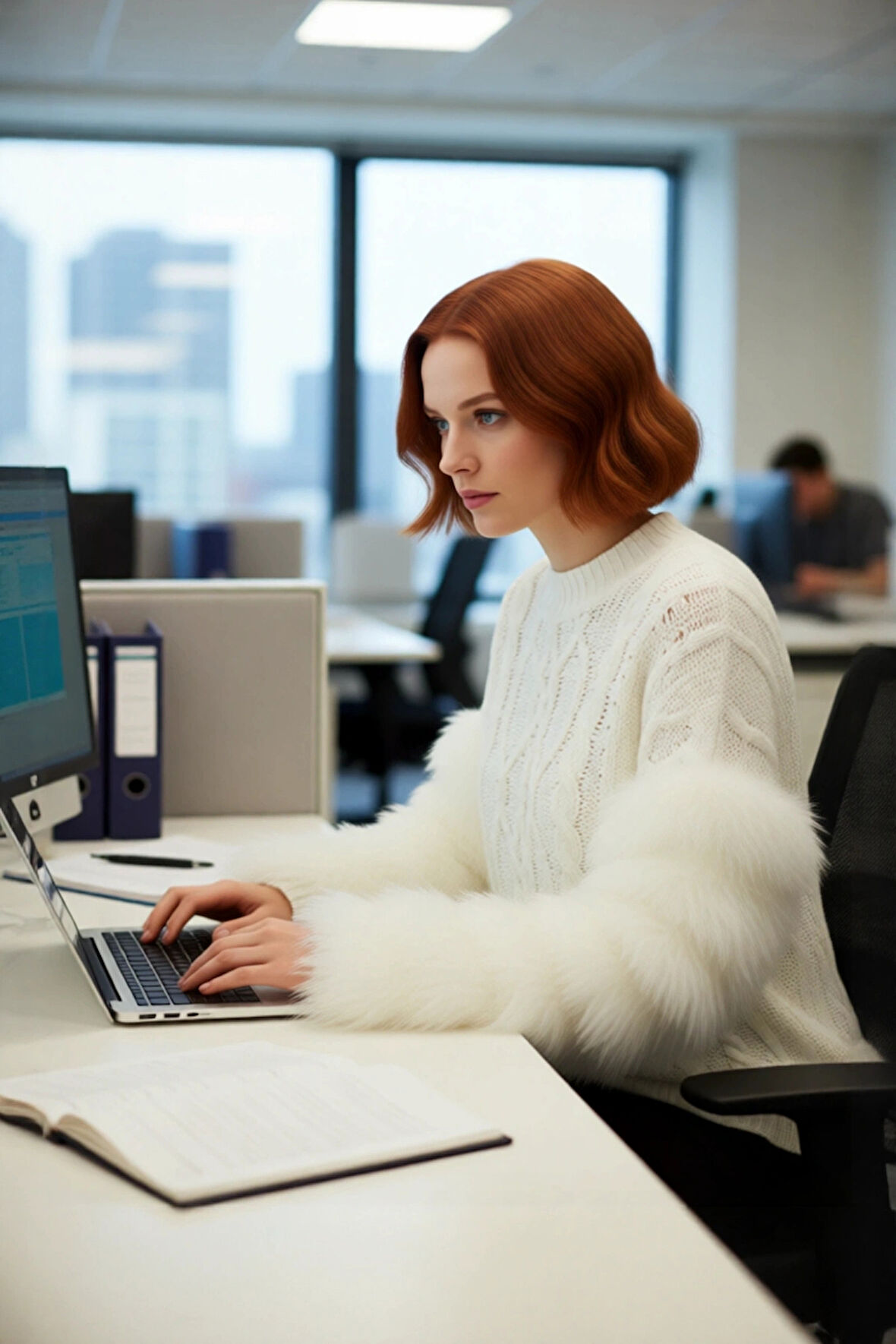 Kadın Oversize Kesim Saç Örgü Desenli Düşük Kol Püsküllü Triko Kışlık Kazak Modern Ve Konforlu