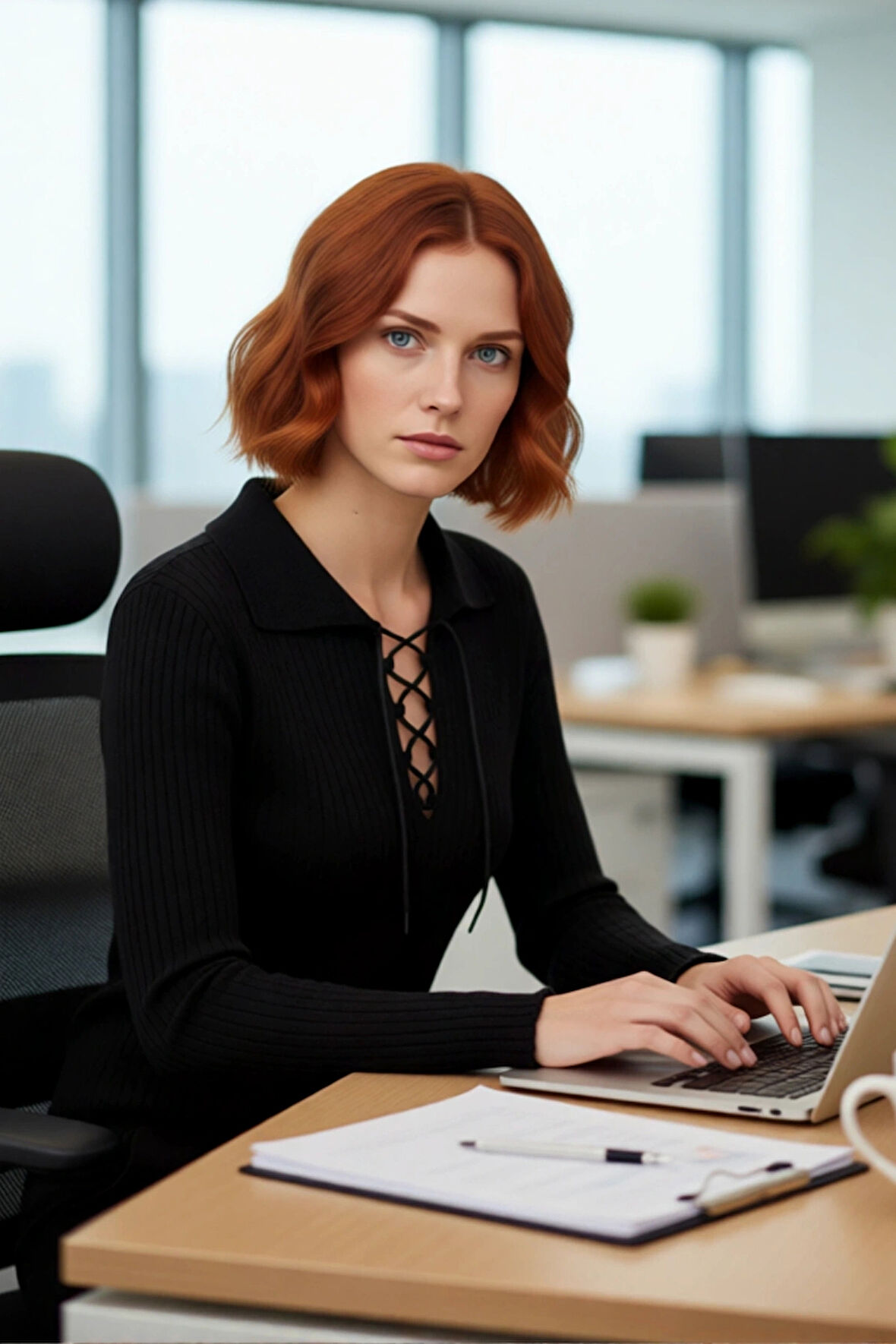 Kadın Siyah Fitted Triko Bluz Polo Yaka Bağlamalı Detaylı Kış Sonbahar Şıklığının Anahtarı