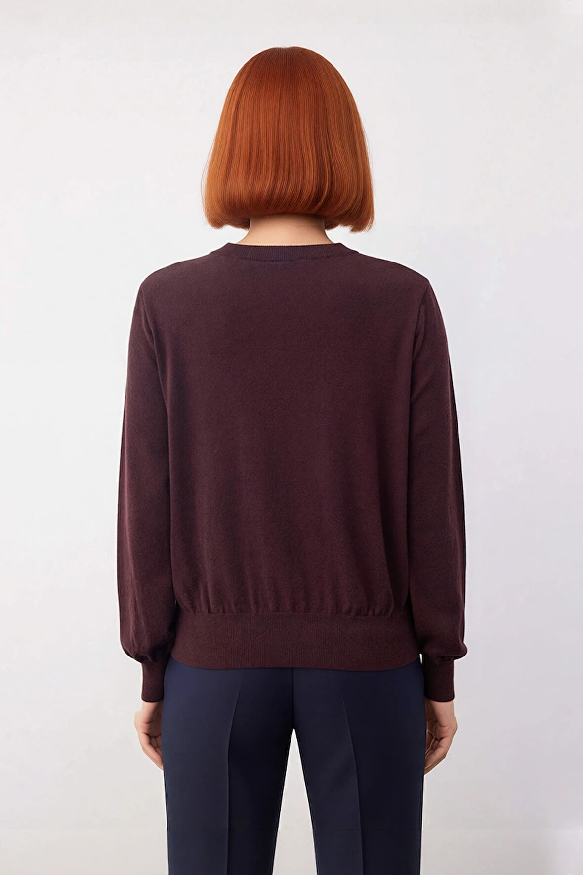 Kadın Düz Bisiklet Yaka Ekru Triko Kazak Regular Kalıbı ile Kışa Özel Şık ve Konforlu Kaliteli