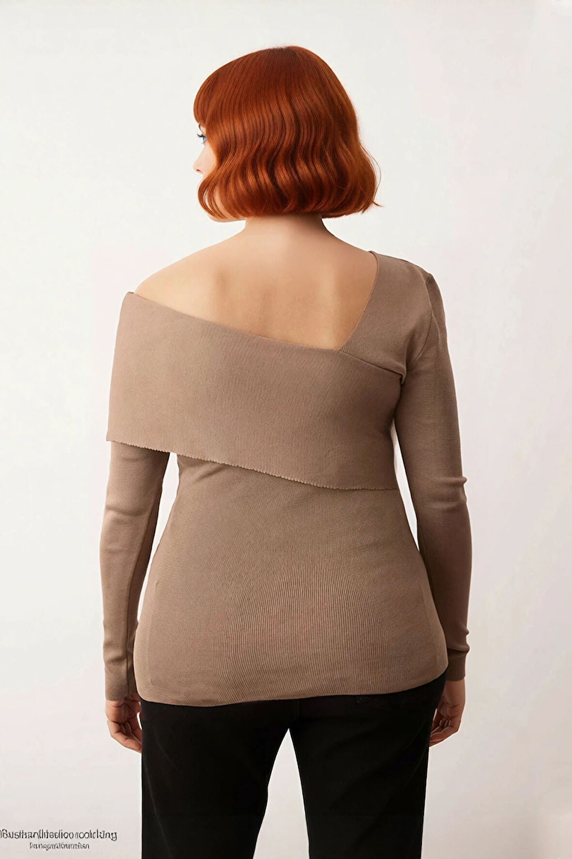 Şık Kadın Asimetrik Yaka Uzun Kollu Triko Kazak Modern Tasarımıyla Her Anınıza Zarafet Katıyor