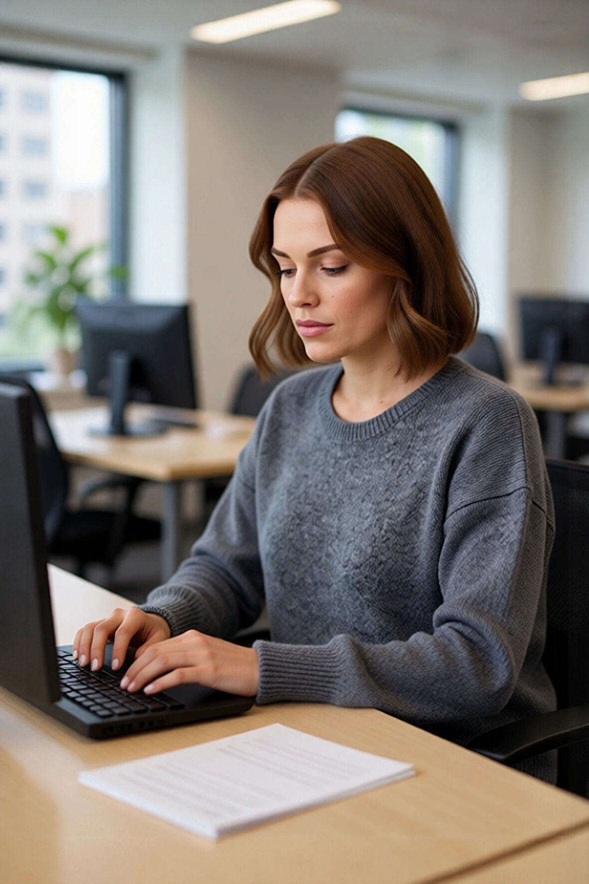 Kadın Casual Günlük Bisiklet Yaka Oversize Düşük Kol Triko Kazak Rahat Ve Şık Bir Parça Kaliteli