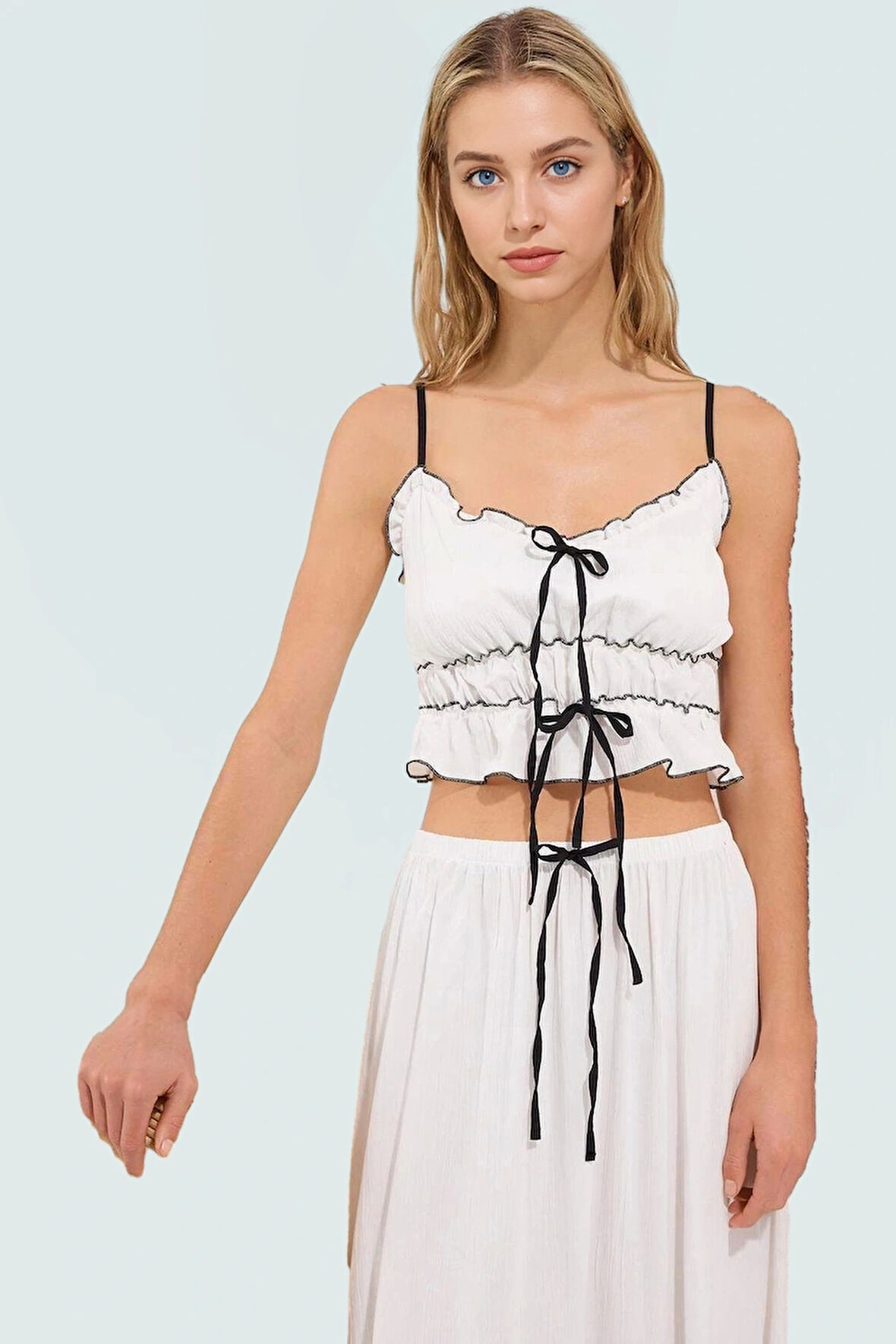 Dokuma Viskoz Polyester Bluz Etek Takım Yazın Şıklığı İçin Profesyonel Görünüm Özenle Seçilmiş