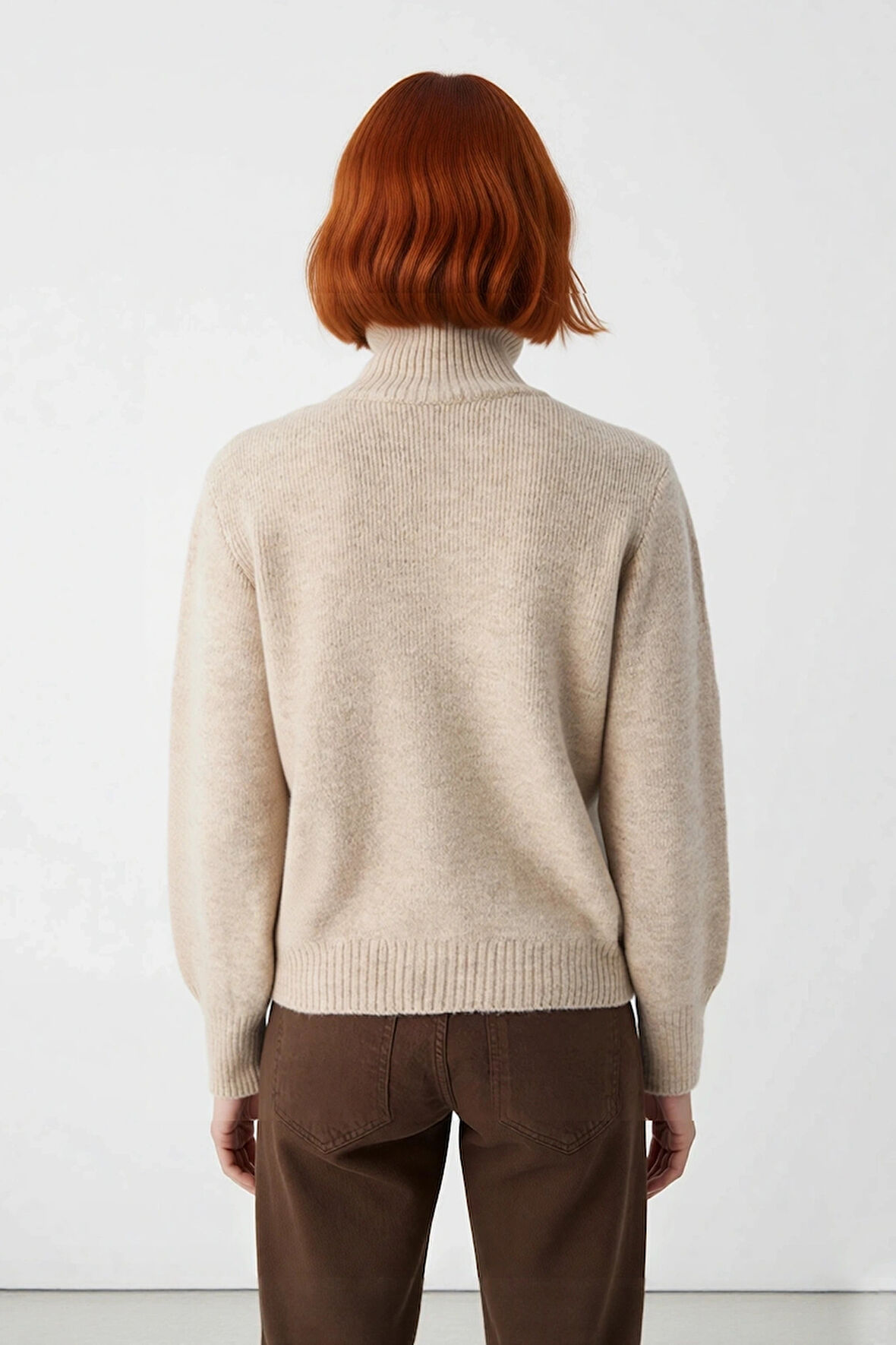 Kadın Standart Kol Regular Kalıp Orta Kalınlık Dik Yaka Fermuarlı Triko Kazak Kış Kombinleri