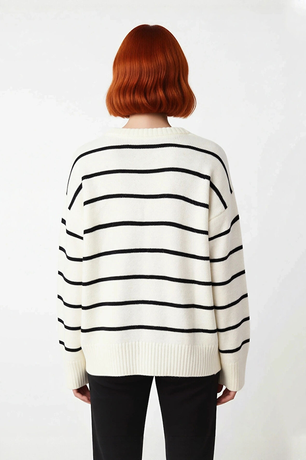 Kadın Düşük Kol Oversize Triko Kazak Bisiklet Yaka Yumuşak Dokulu Basic Kış Kombinleri İçin İdeal