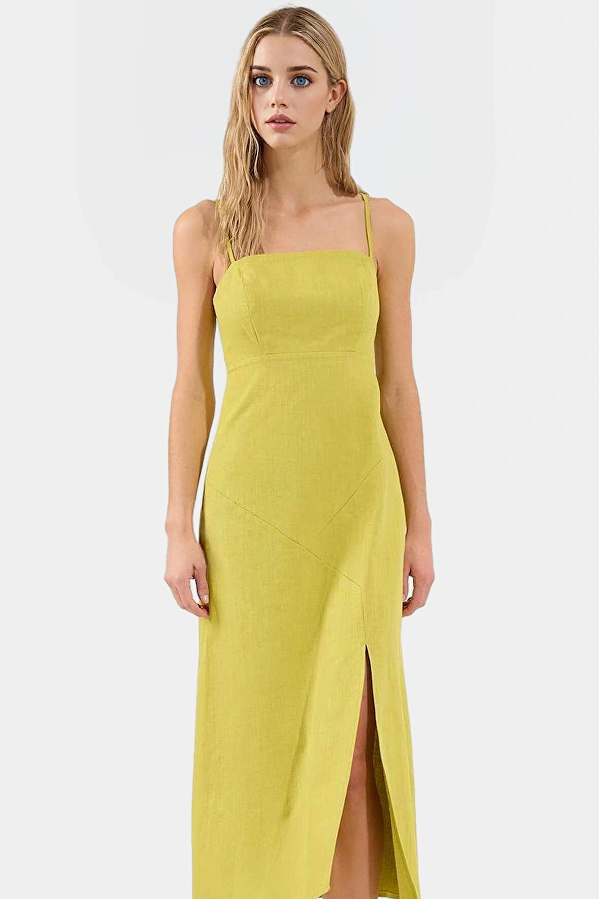 Dokuma Pamuk Keten Maxi Elbise A line Kesim Kolsuz Modern Stil Rahat Kullanım