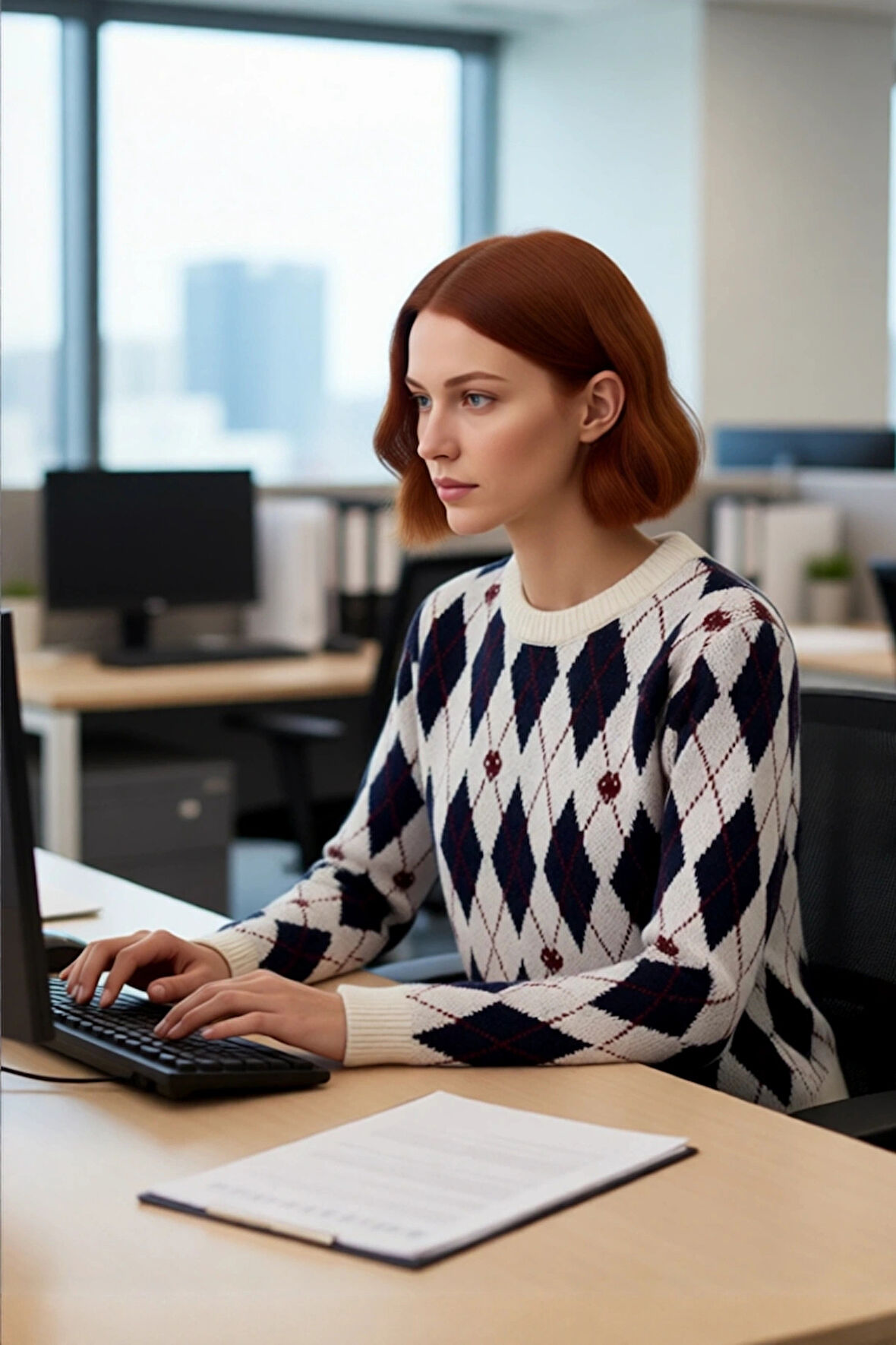 Kadın Kalın Dokulu Regular Kalıp Baklava Desenli Triko Kazak Günlük Şıklık ve Konfor İçin Kaliteli