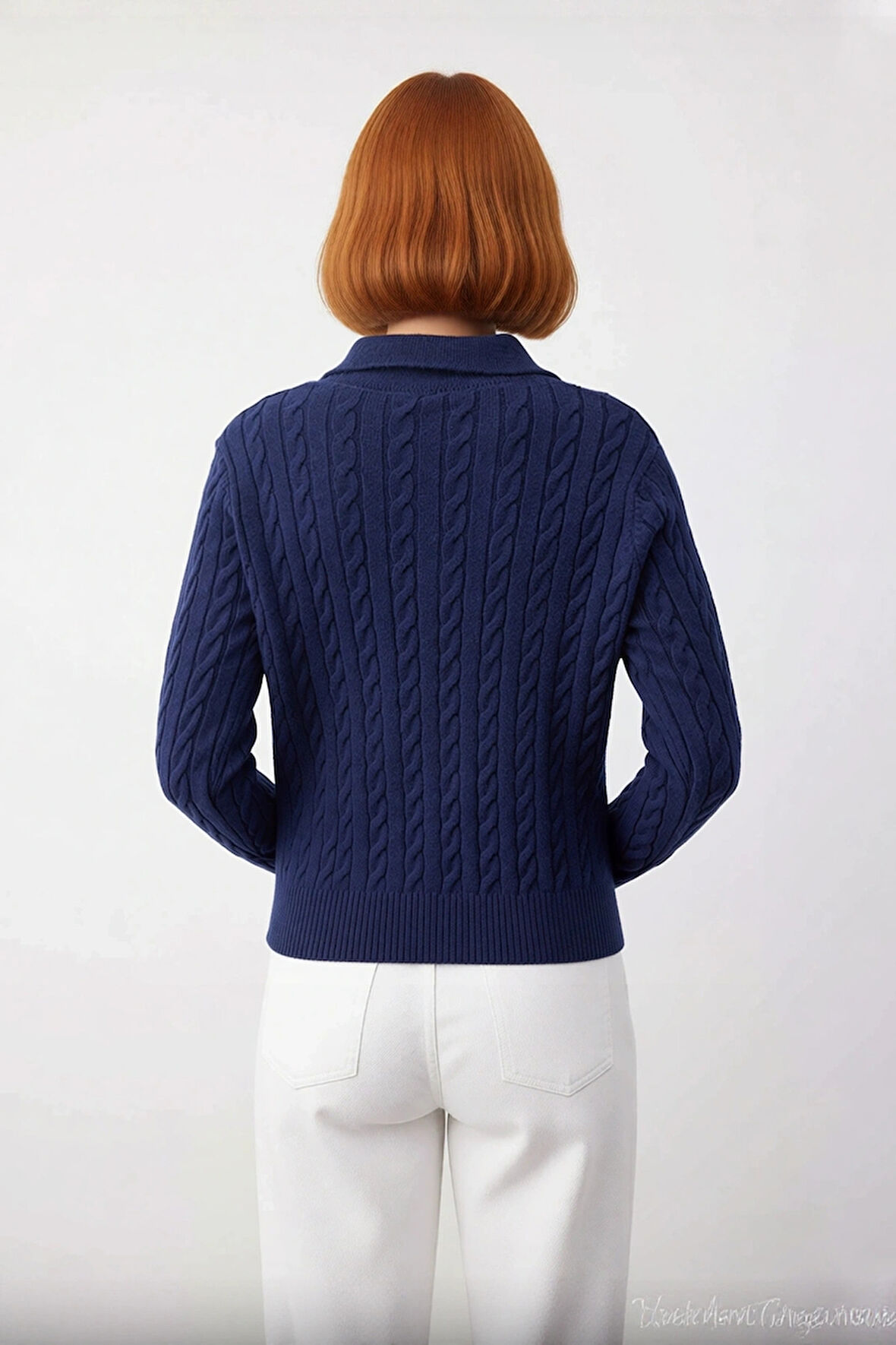 Şık Tasarım Kadın Regular Kalıp Saç Örgülü Polo Yaka Triko Kazak Günlük Giyim İçin İdeal Kaliteli