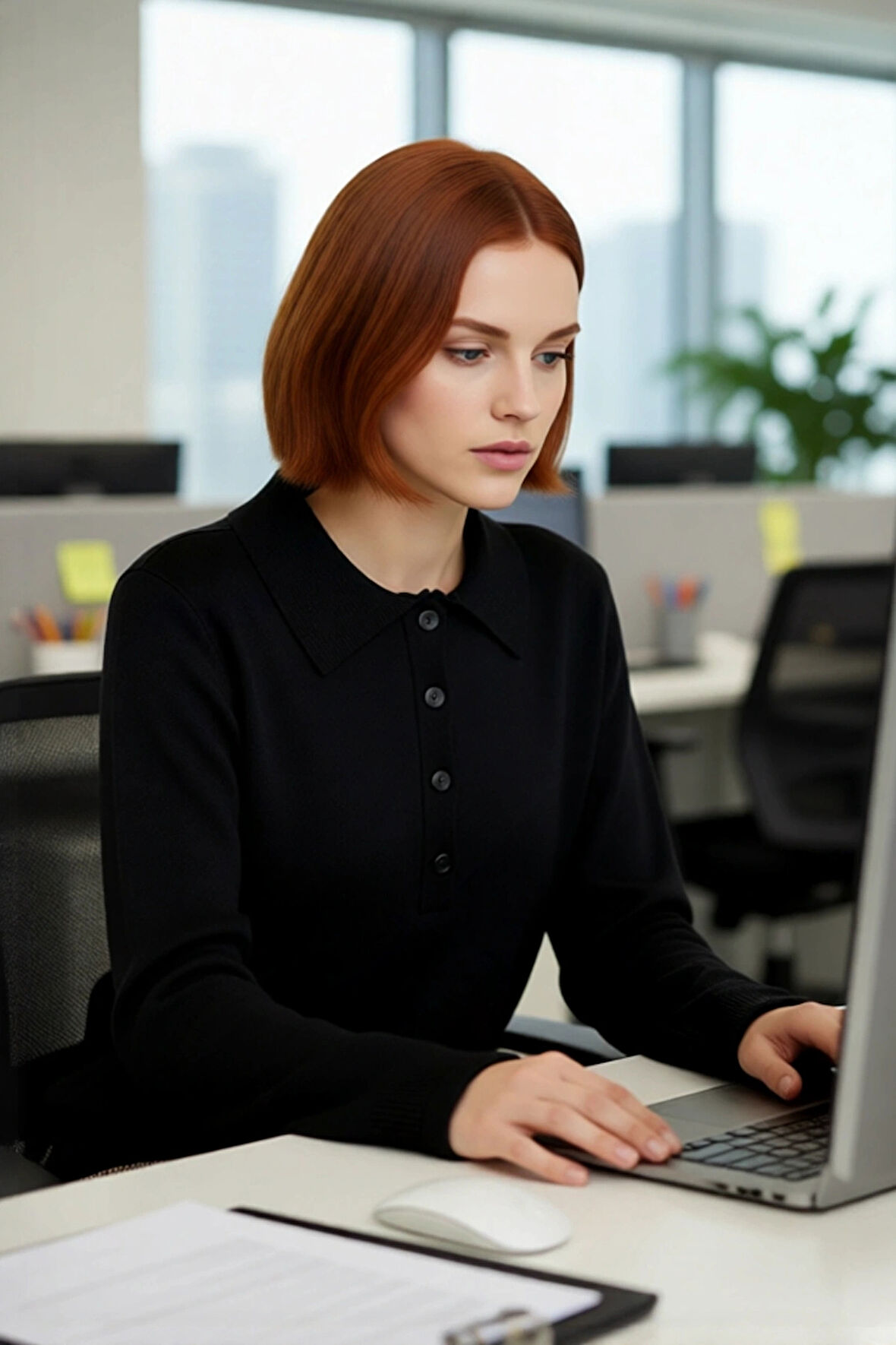 Kadın Regular Kesim Uzun Kollu Casual Polo Yaka Düz Triko Kazak Günlük Şıklığınızı Tamamlar.