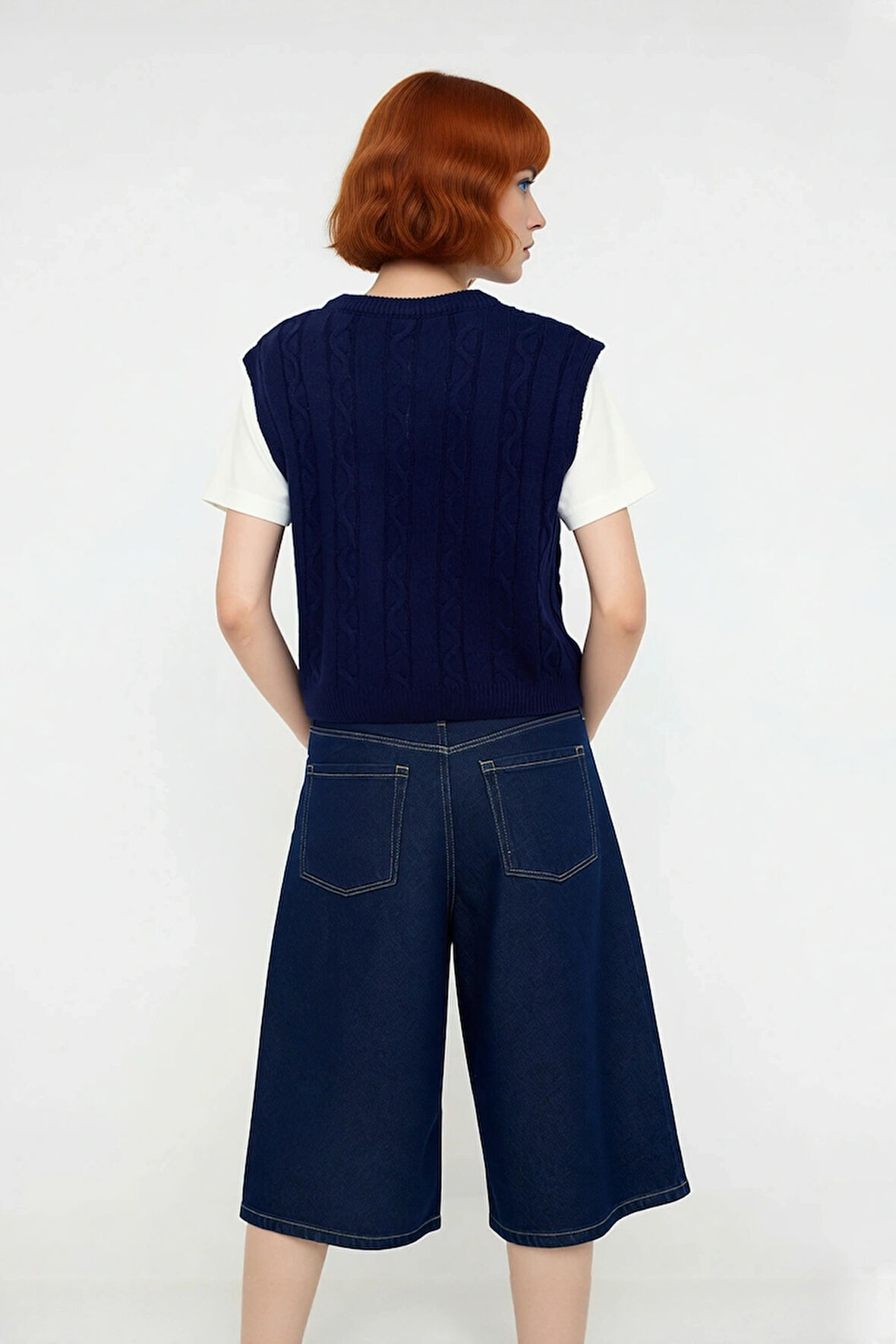 Genç Kızlar İçin Regular Kalıp V Yaka Saç Örgü Triko Crop Süveter İlkbahar Sonbahar Trendi