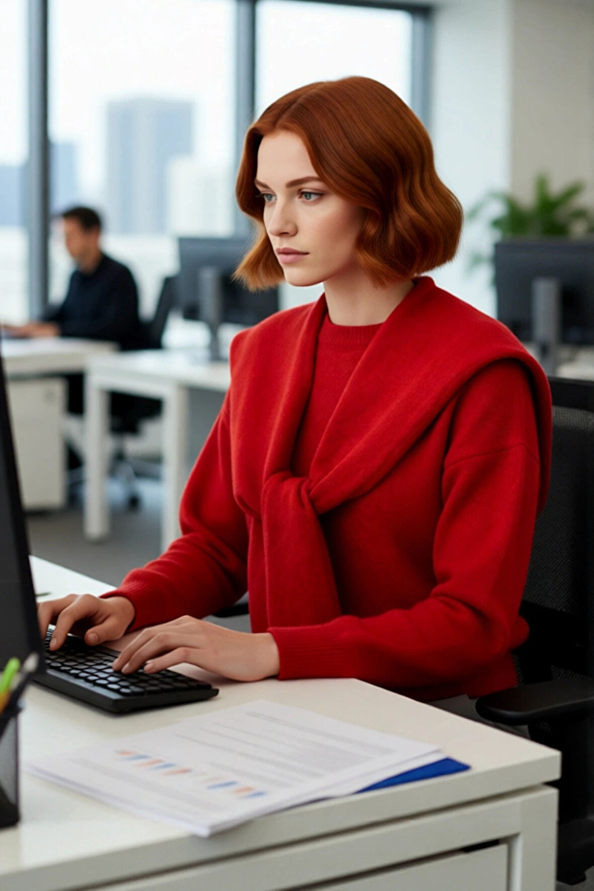 Kadın Bisiklet Yaka Oversize Kesim Düşük Kol Kalın Triko Kazak Soğuk Havalarda Konforlu ve Modern