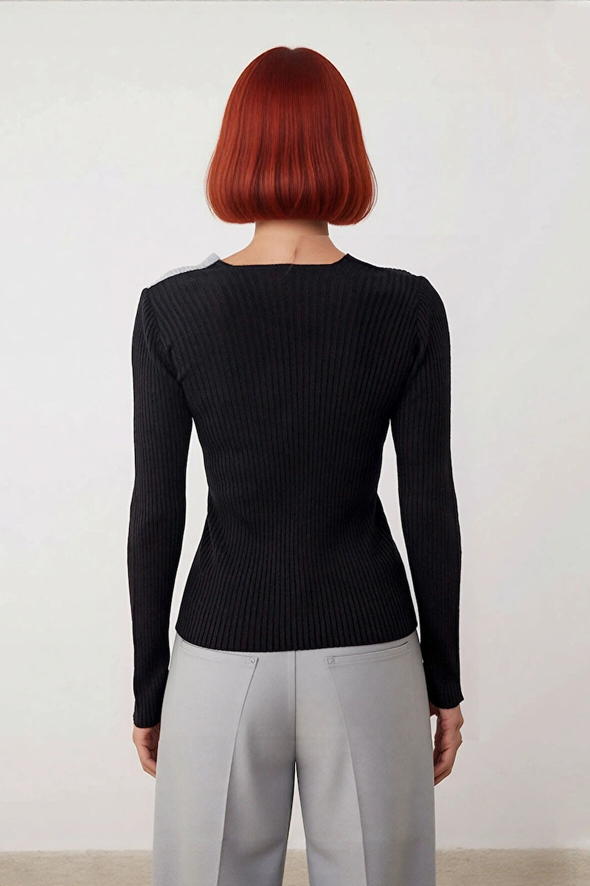 Kadın Fitted Akrilik Kumaş Kruvaze Yaka Uzun Kollu Triko Kazak Günlük Şık Ve Rahat Kullanım İçin