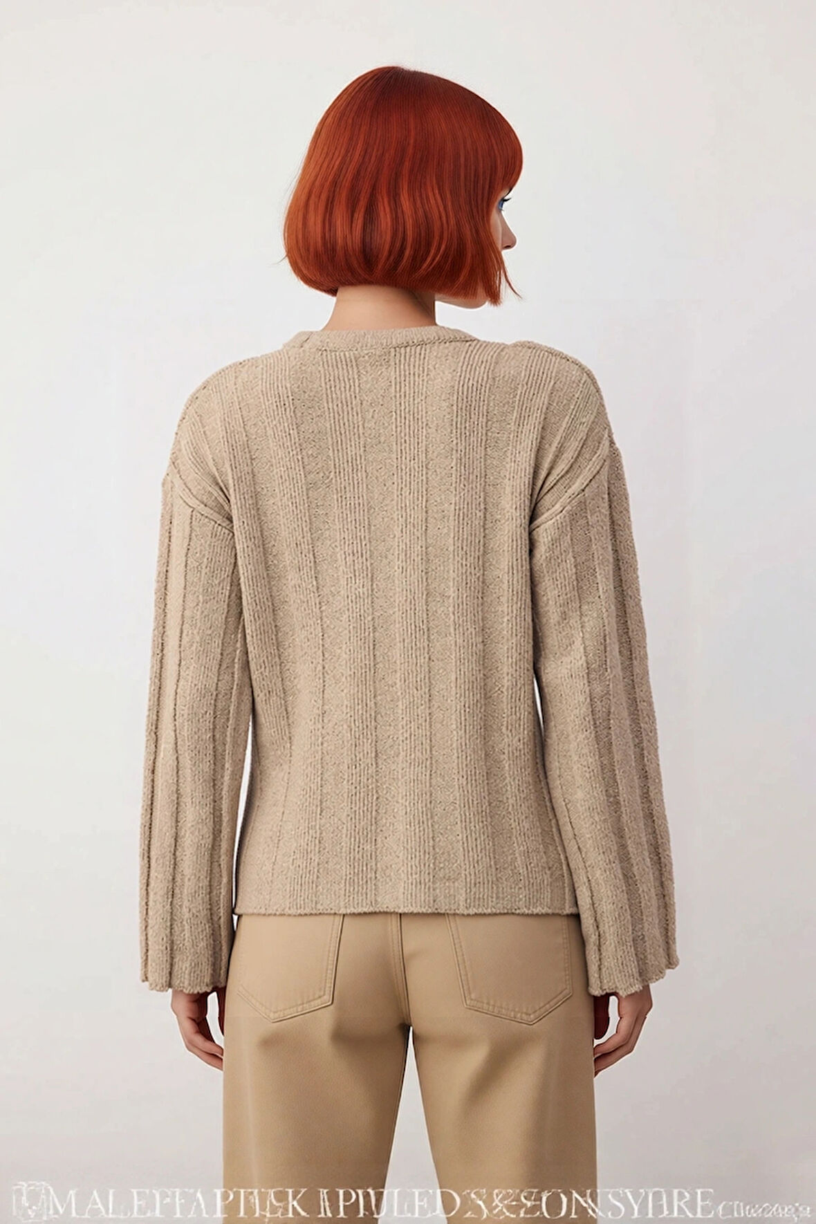 Kadın Pamuklu Triko Kazak Fitilli Regular Kalıp Bisiklet Yaka Rahat Günlük Şıklık Uzun Kollu