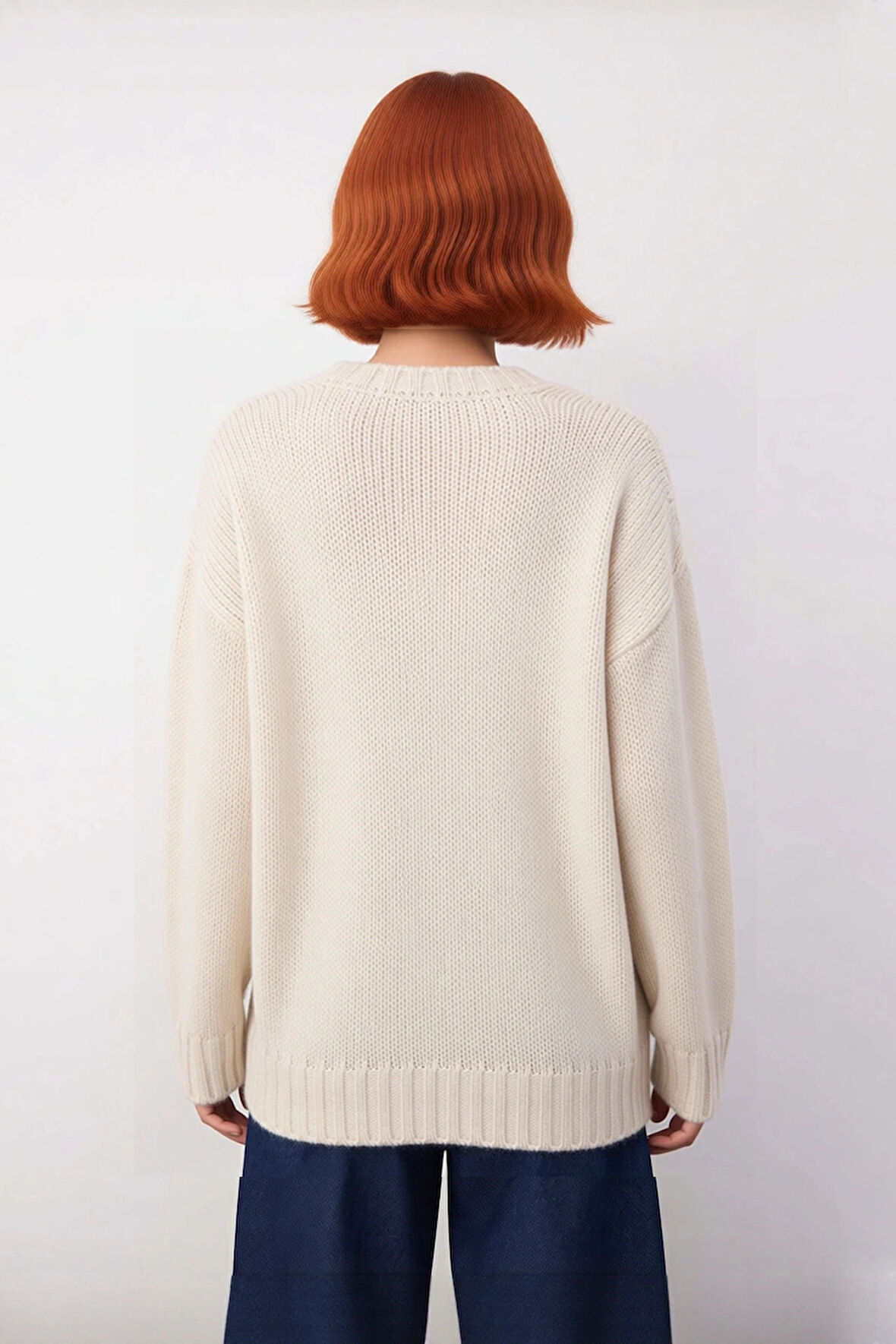 Kadın Casual Şık Oversize Kalın Triko Kazak Bisiklet Yaka Rahat Uzun Boy Soğuk Havalar Kaliteli