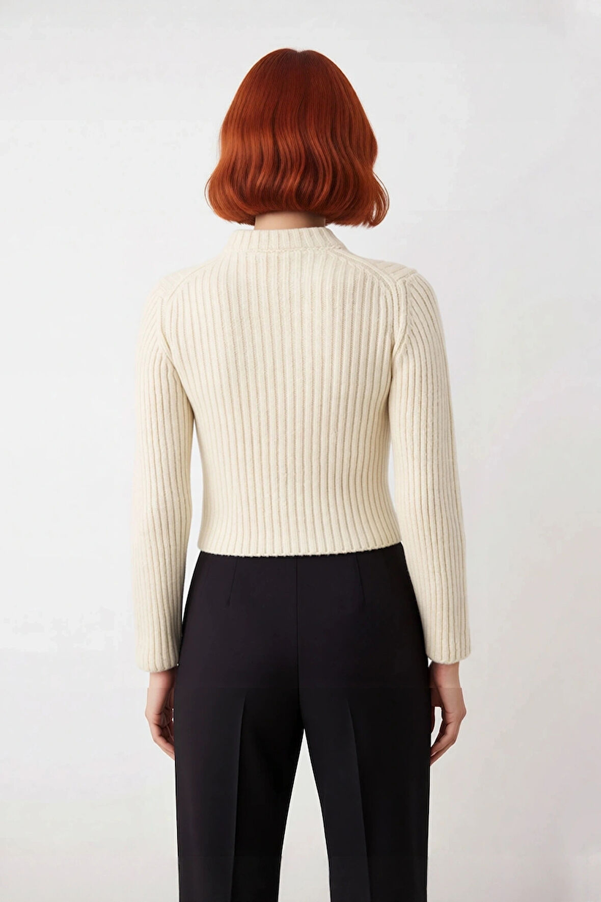 Kadın Regular Kalıp Bisiklet Yaka Crop Triko Kazak Standart Kol Tasarımıyla Soğuk Günlere Özel