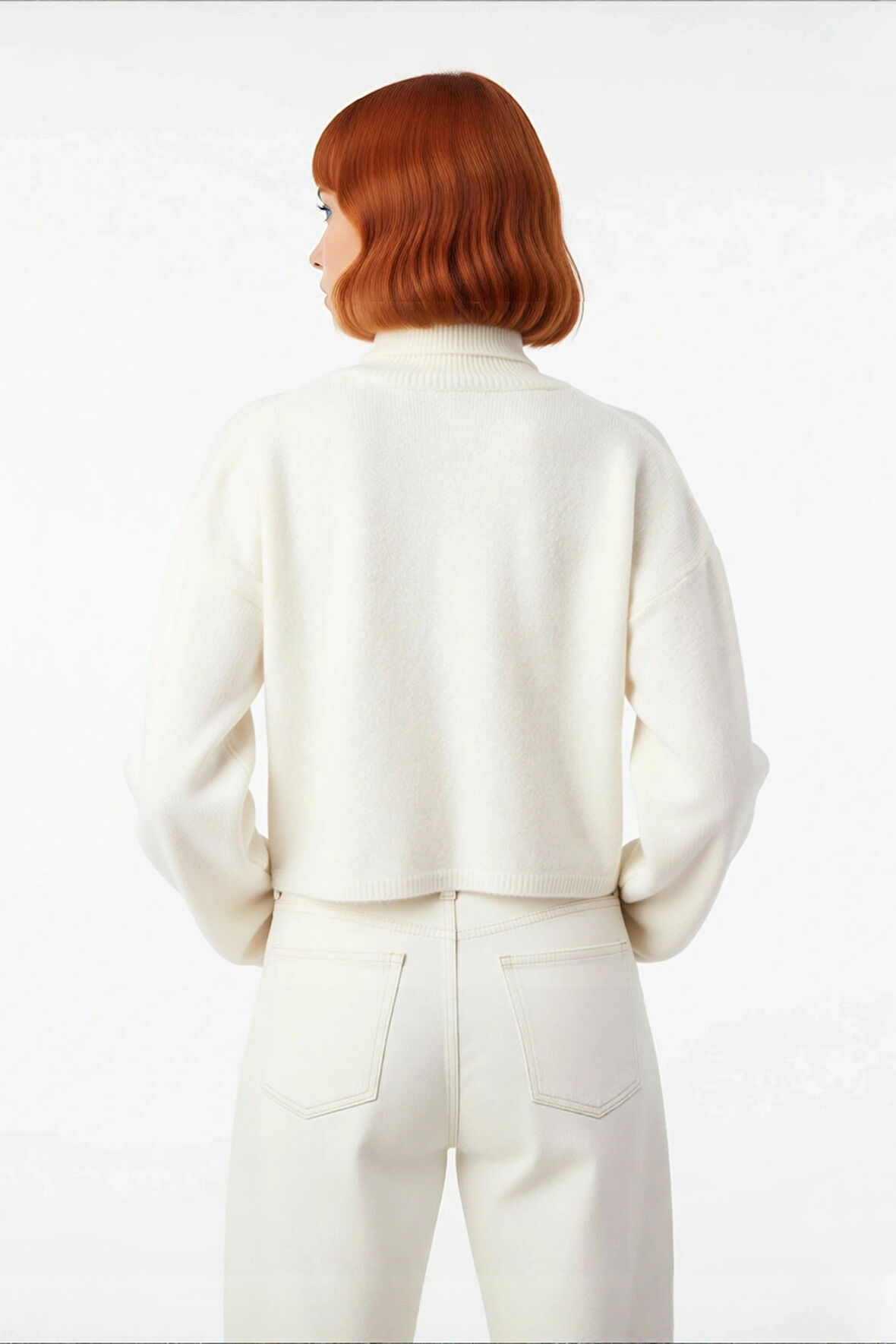 Kadın Oversize Balıkçı Yaka Düşük Kol Triko Kazak Süper Crop Boy Kışlık Rahat Ve Şık Tasarım