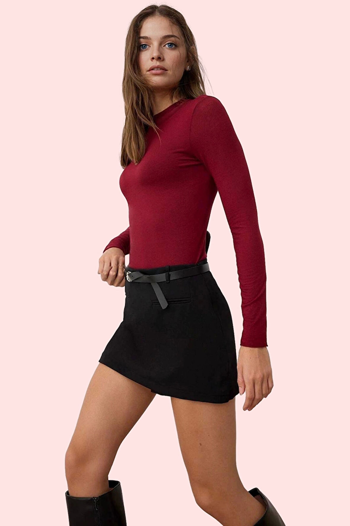 Kadın Yüksek Bel Mini Şort Etek 87% Polyester 13% Elastan Günlük Yaz Aylarının Vazgeçilmezi