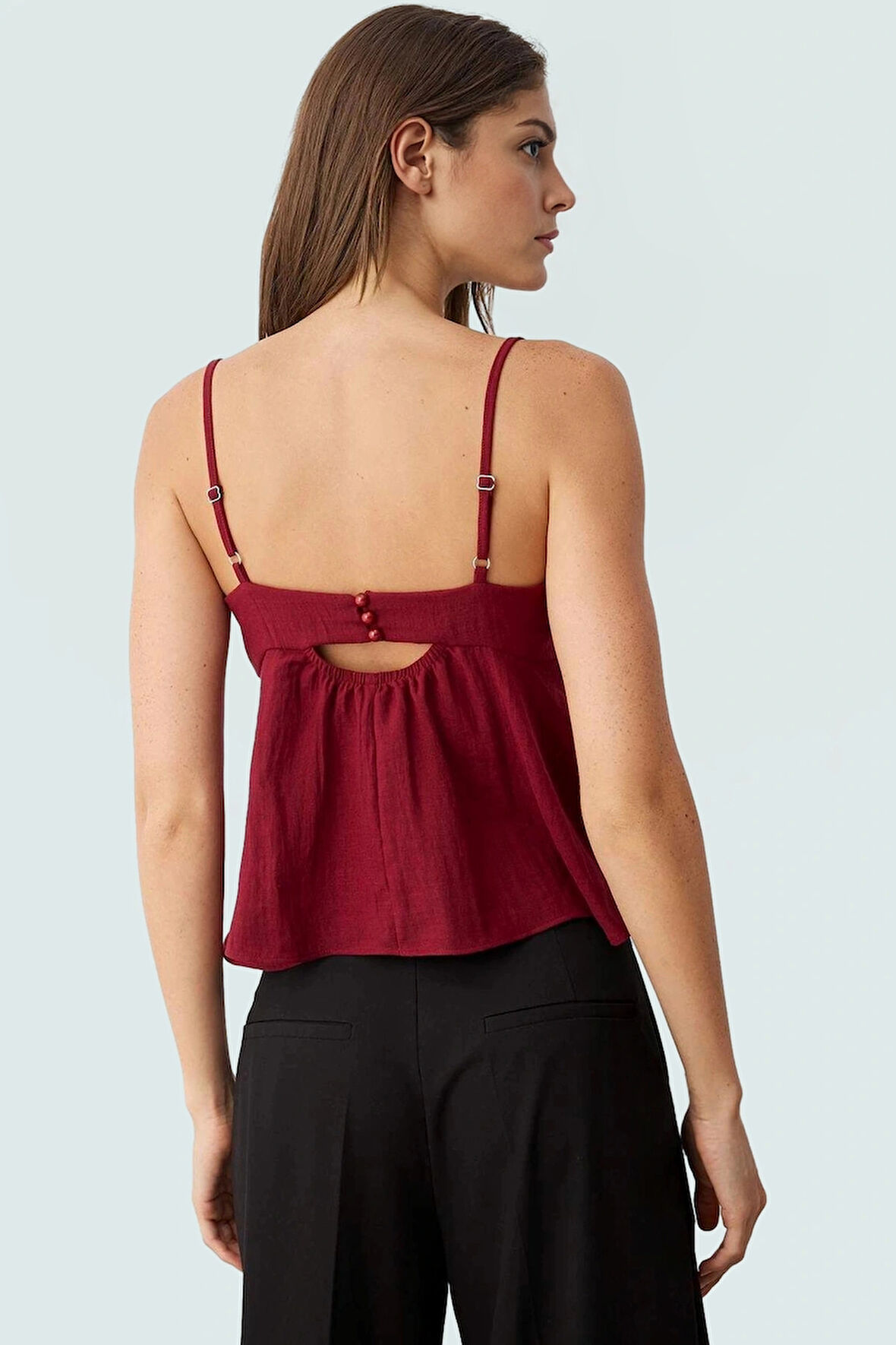 Rahat Günlük Kombinler İçin Kolsuz Bluz Keten Dokuma Fitted Kalıp Trend Tasarım