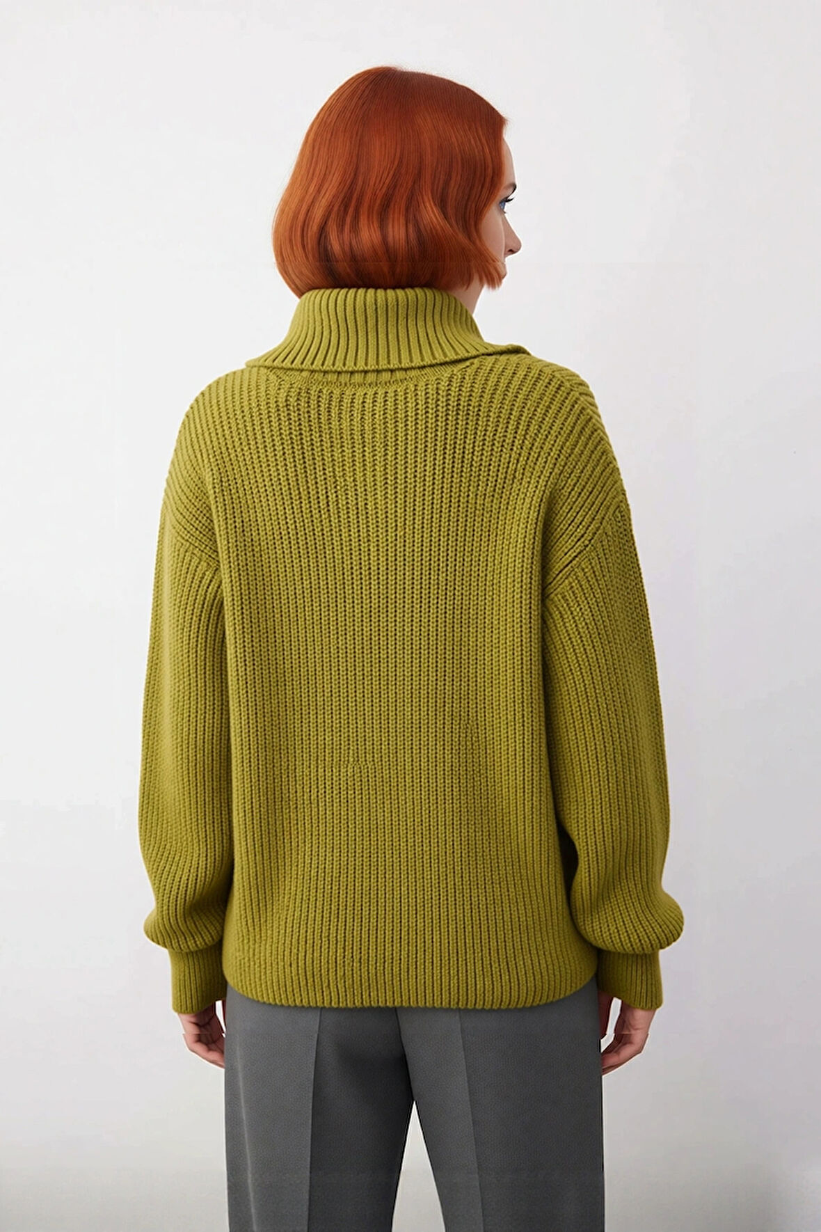 Kadınlar İçin Kışlık Kalın Regular Fit Triko Kazak Düşük Kollu Fermuarlı Dik Yaka Günlük Şıklık