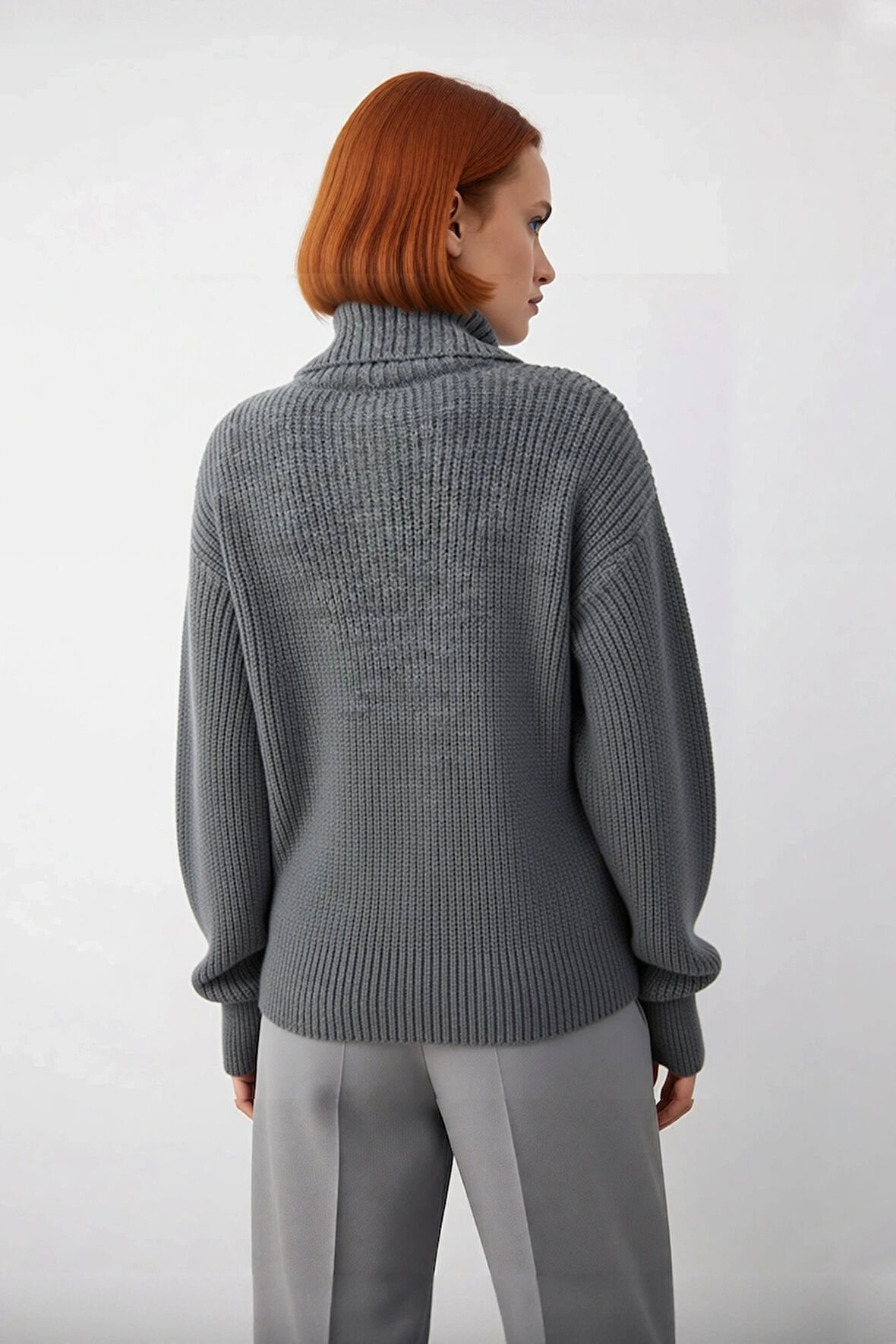 Kadınlar İçin Kışlık Kalın Regular Fit Triko Kazak Düşük Kollu Fermuarlı Dik Yaka Günlük Şıklık