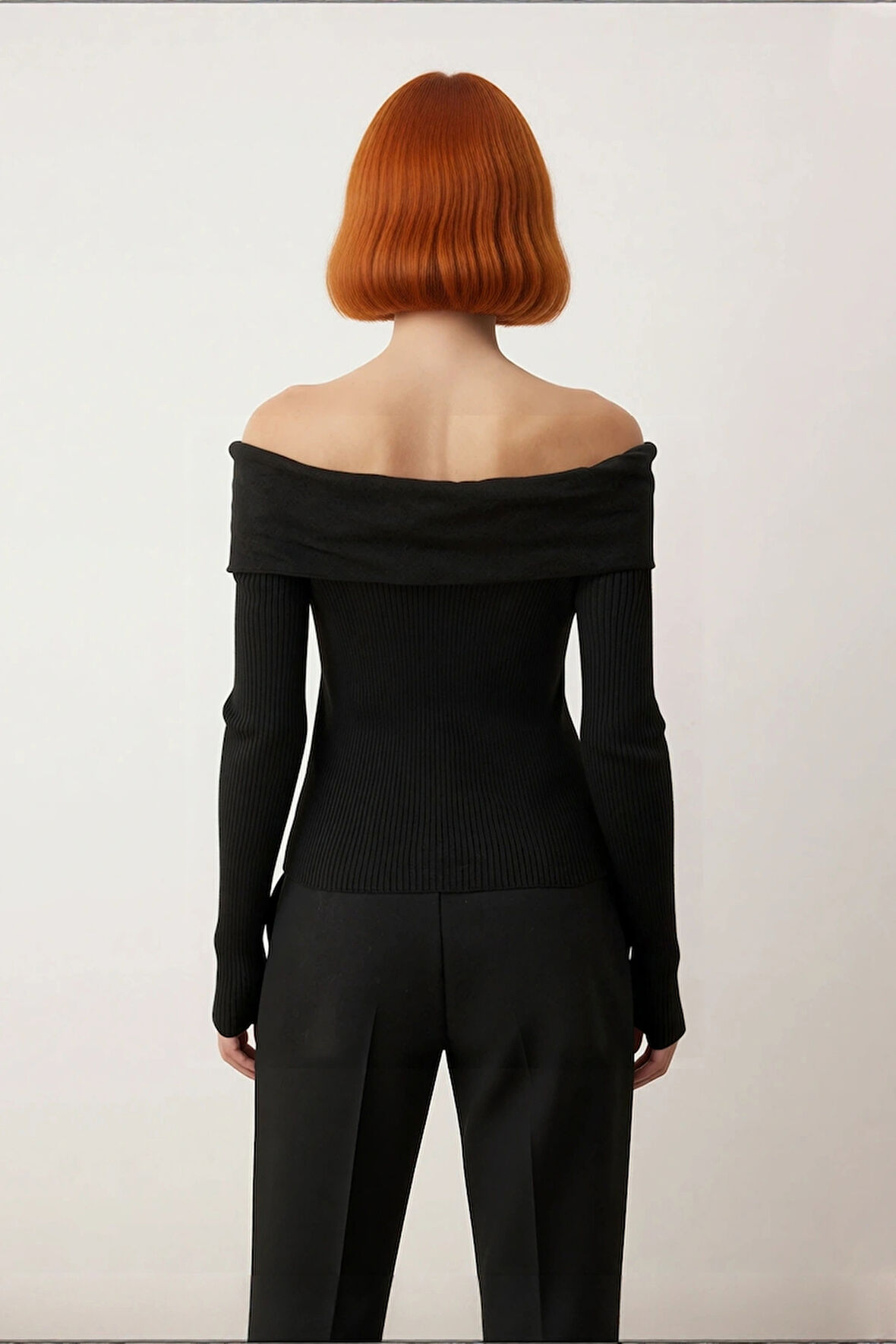 Kadın Kahverengi Aksesuar Detaylı İnce Triko Kazak Carmen Yaka Fitted Şık Giyim Kaliteli