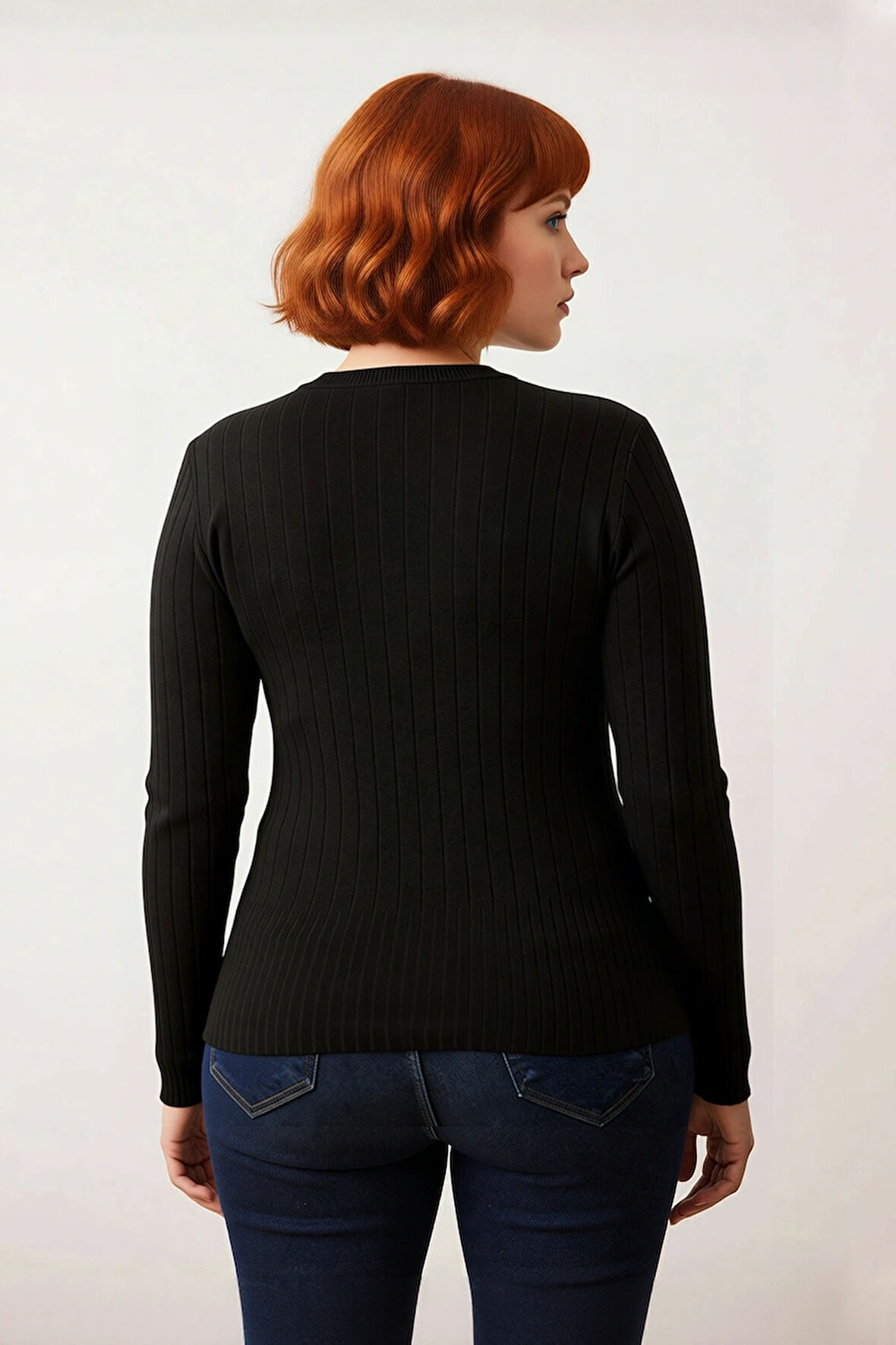 Kadın Şık Bodycone Fitilli Triko Bluz Standart Kol Bisiklet Yaka Casual Tarz Mevsimlik Kullanım İçin