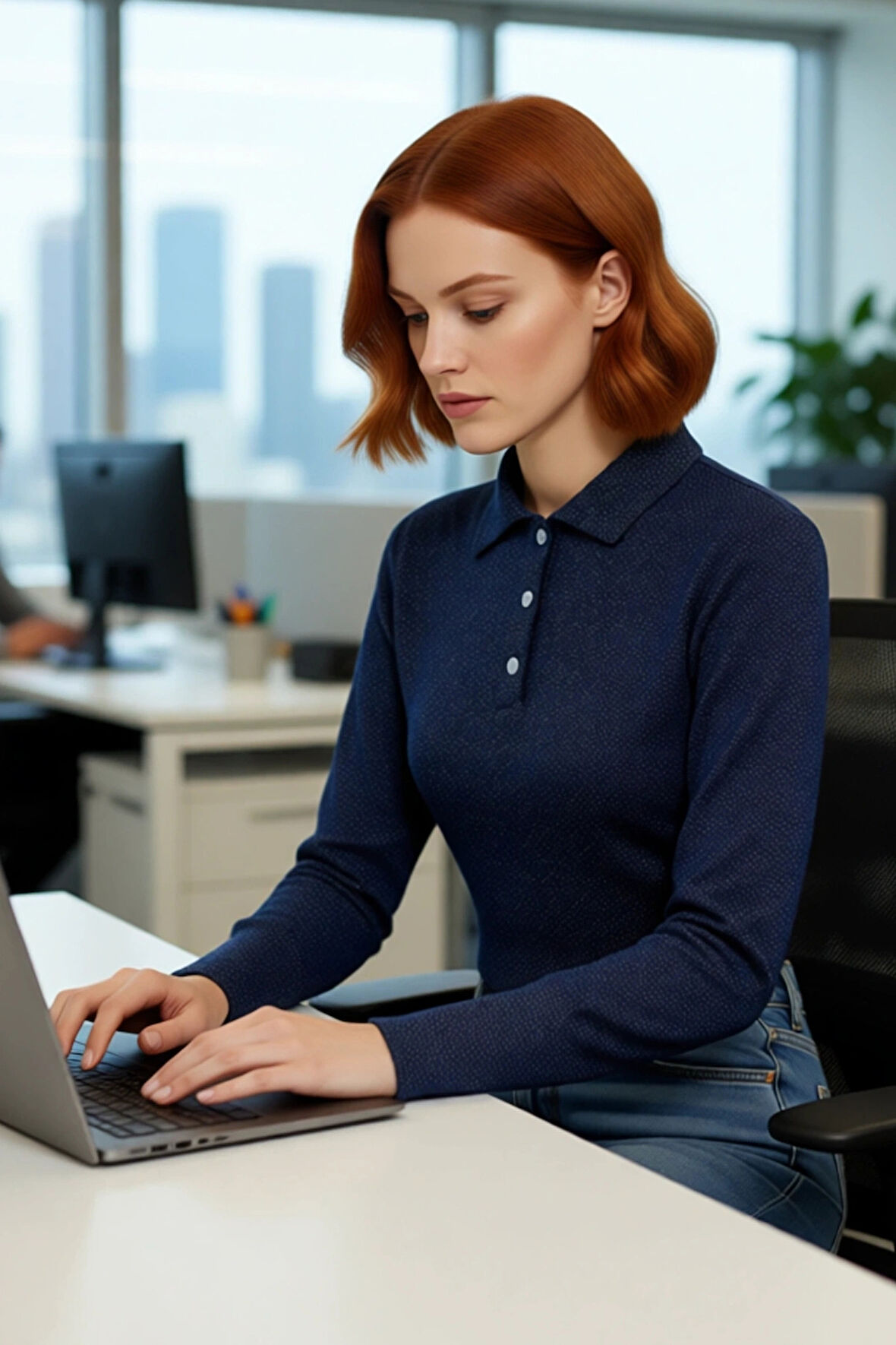 Kadın Polo Yaka Düz Desen Super Crop Triko Kazak Şık ve Rahat Kombinler İçin Orta Kalınlıkta