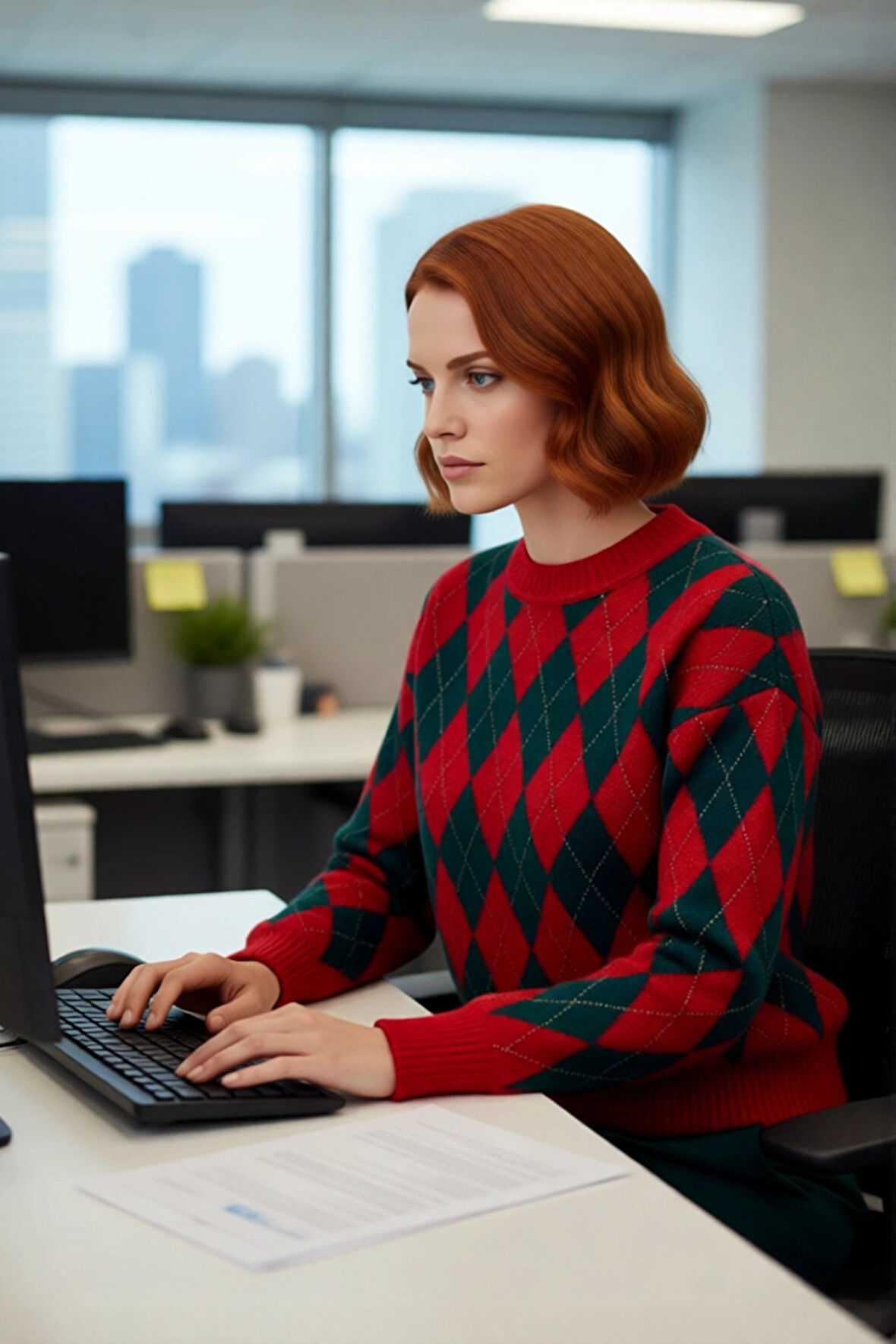 Kadın Şık Gündüz Gece Oversize Kalın Triko Baklava Desenli Bisiklet Yaka Uzun Kol Kazak Kaliteli