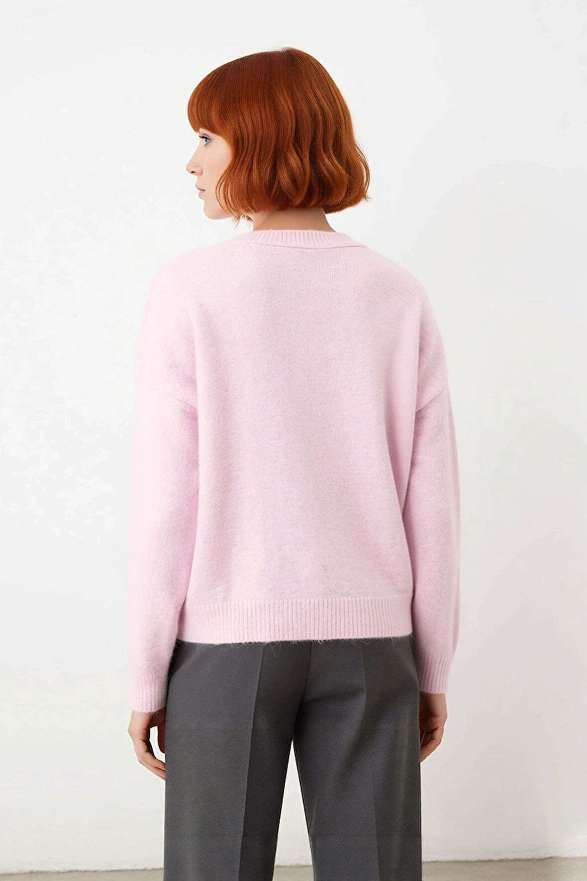 Kadın Modern Oversize Triko Kazak Bisiklet Yaka Düşük Kol Rahat Ve Şık Görünüm Sağlar Kaliteli