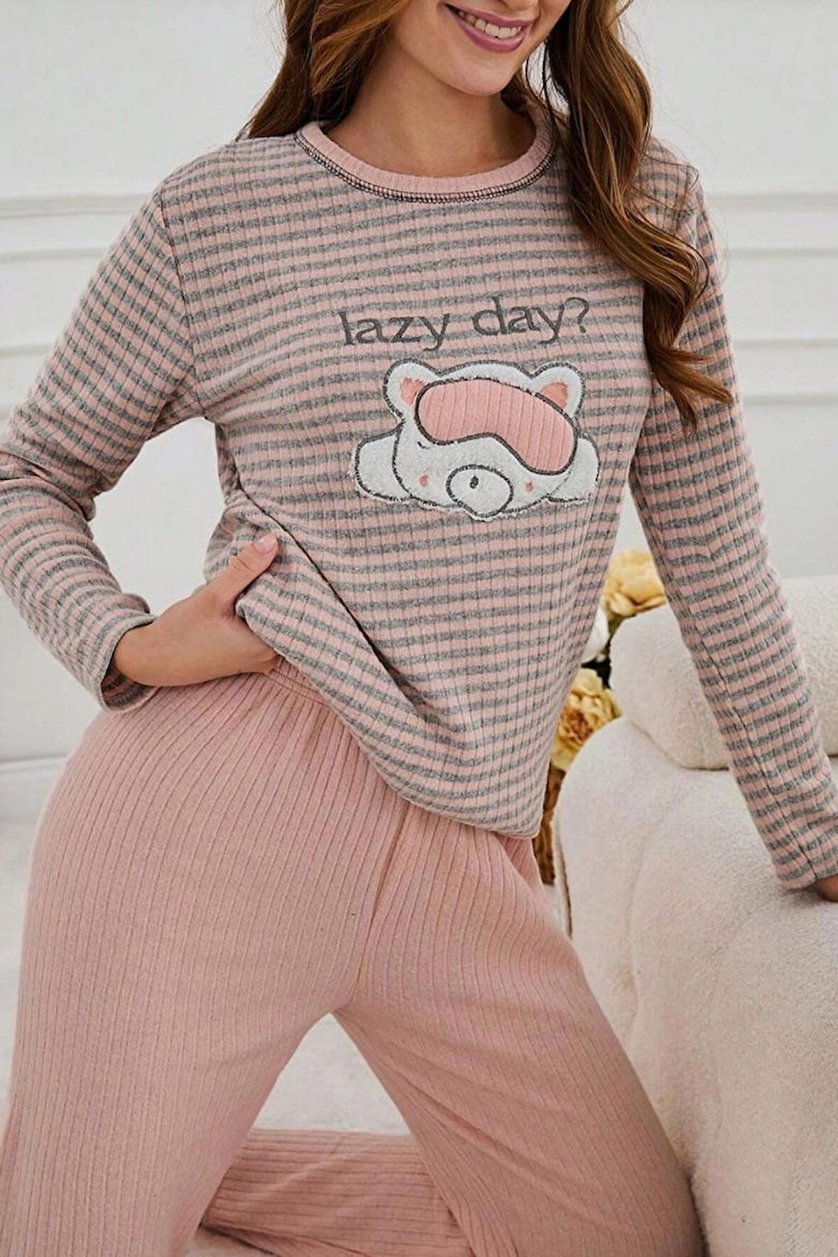 Genç Baskılı İnterlok Pijama Takımı %50 Cotton-Pamuk %50 Polyester