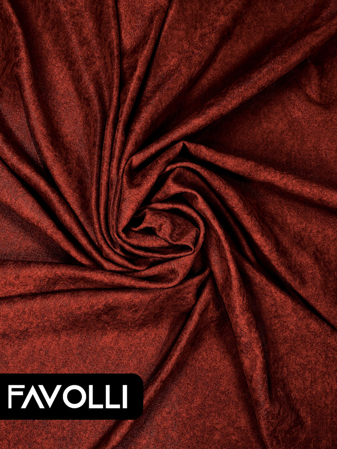 FAVOLLİ Kadife Dokulu Kiremit Rengi Ada Fon Perde Ekstrafor Büzgülü Dream Series