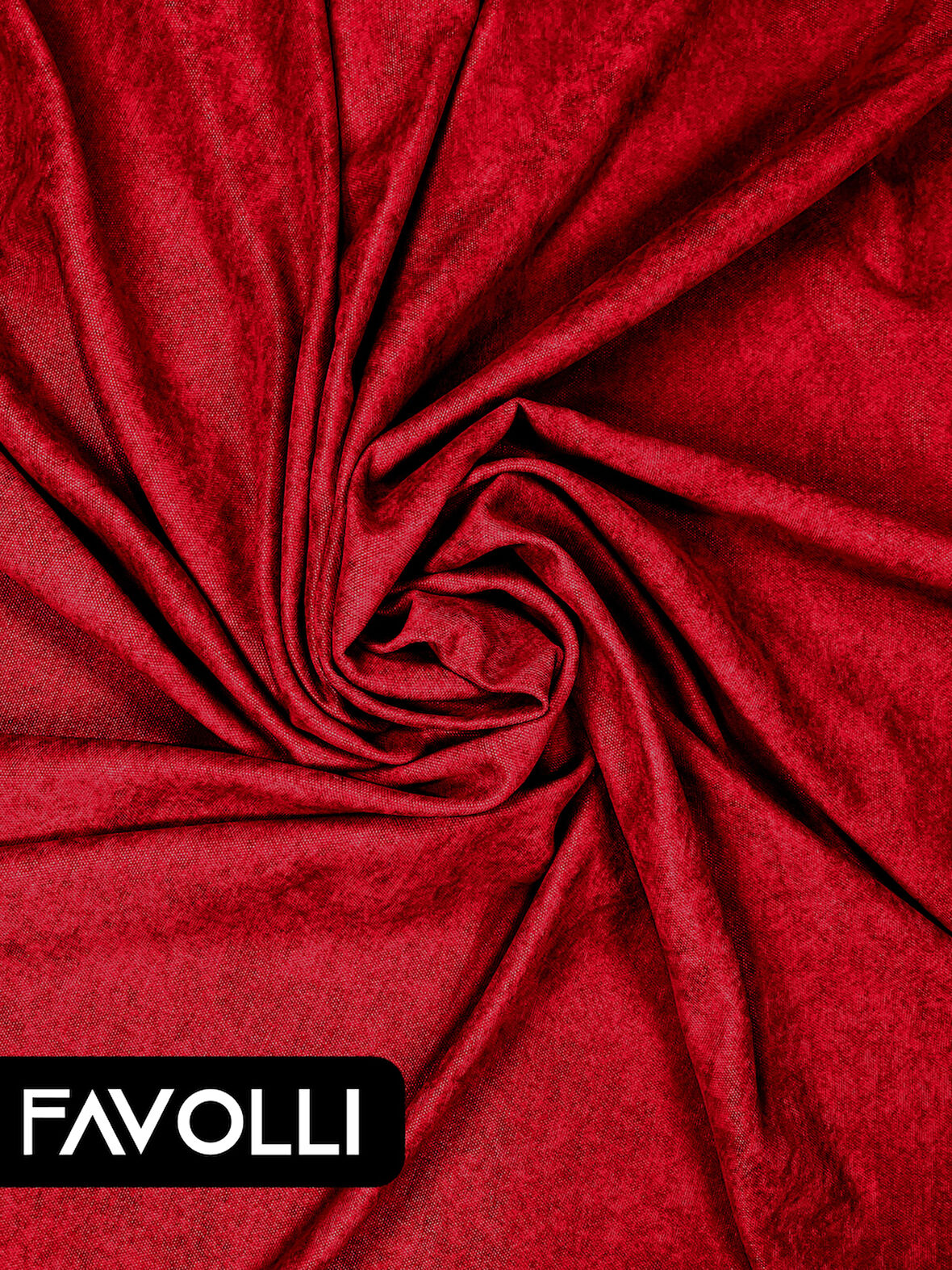 FAVOLLİ Kadife Dokulu Kırmızı Ada Fon Perde Ekstrafor Büzgülü Dream Series