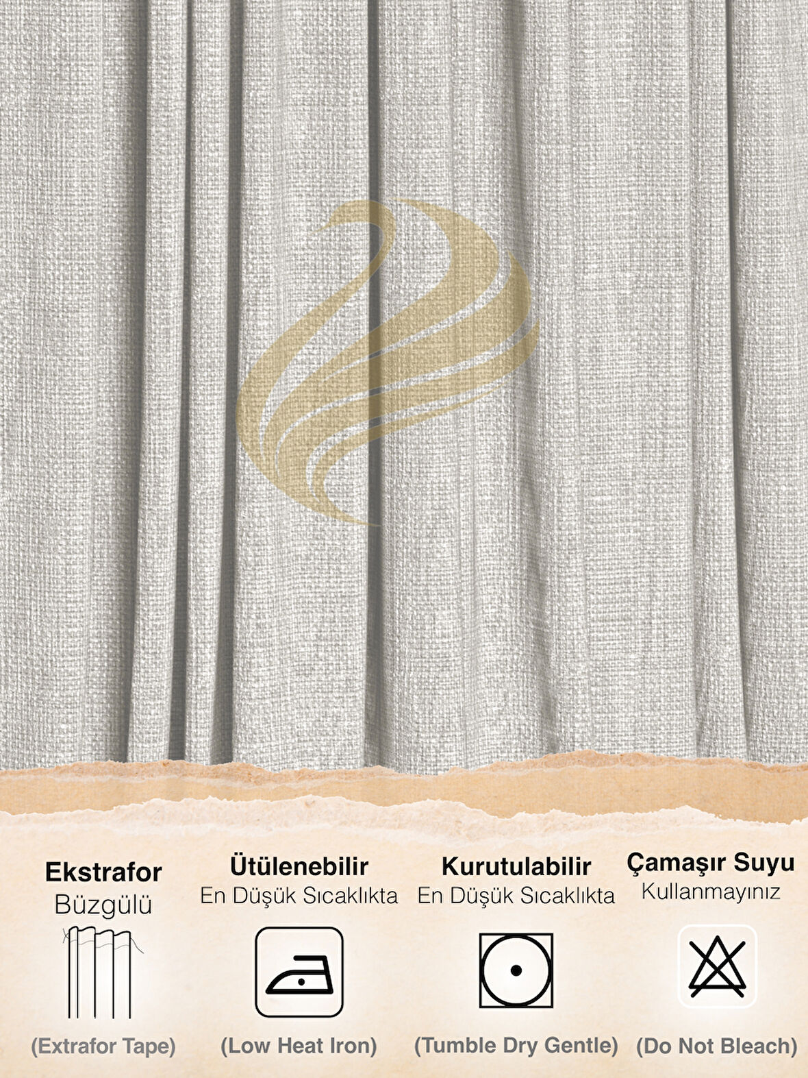 Demor Home Sis Grisi Keten Dokulu Pileli Yüksek Kalite Fon Perde