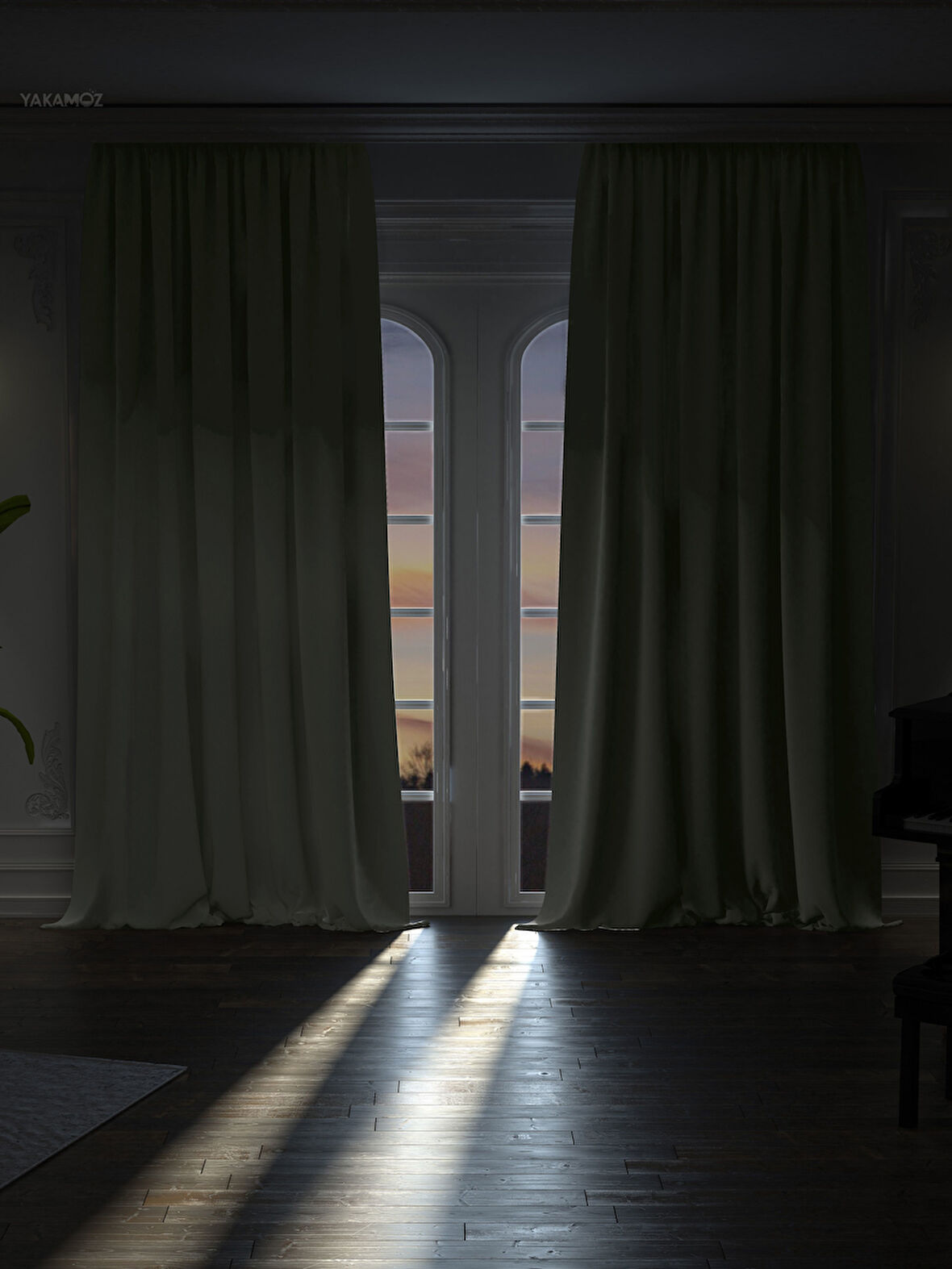 Yüksek Kalite Taş Rengi  Karartma Blackout Fon Perde Ekstrafor Büzgülü Tek Kanat Dark Touch Serisi