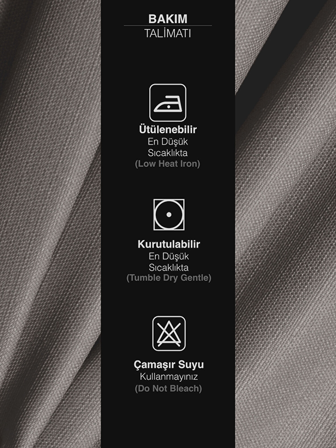 Favolli Gri Renk Pileli Keten Dokulu Fon Perde 