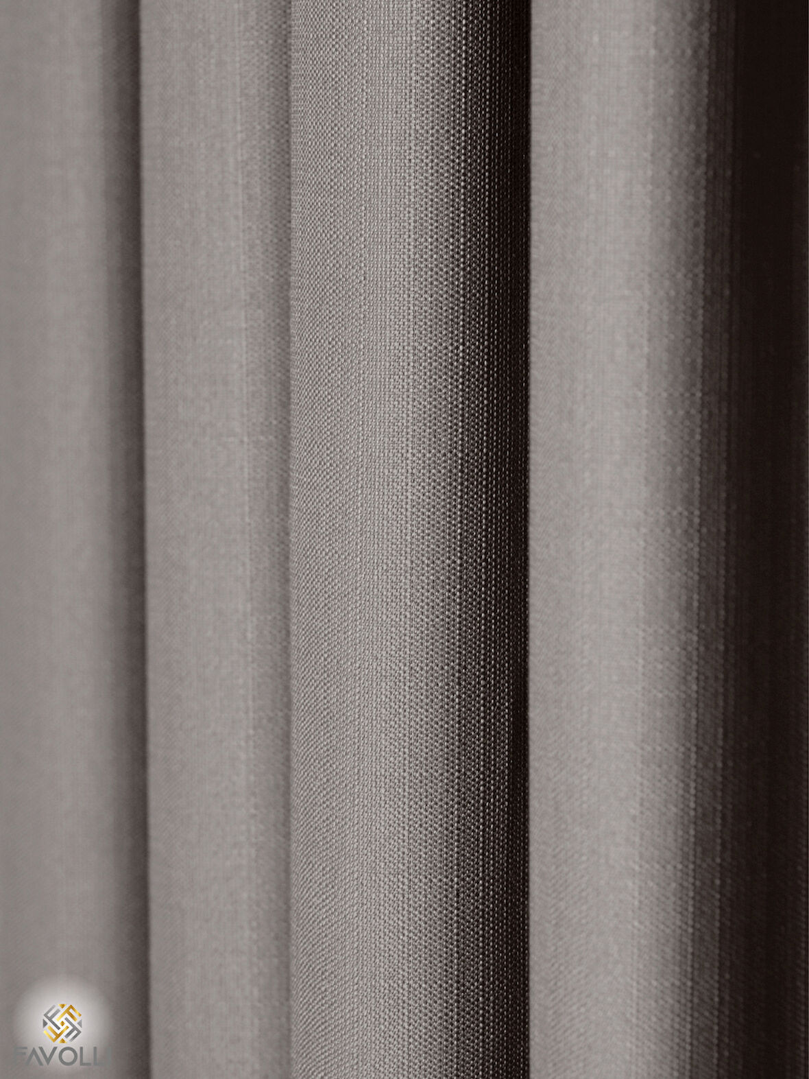 Favolli Gri Renk Pileli Keten Dokulu Fon Perde 